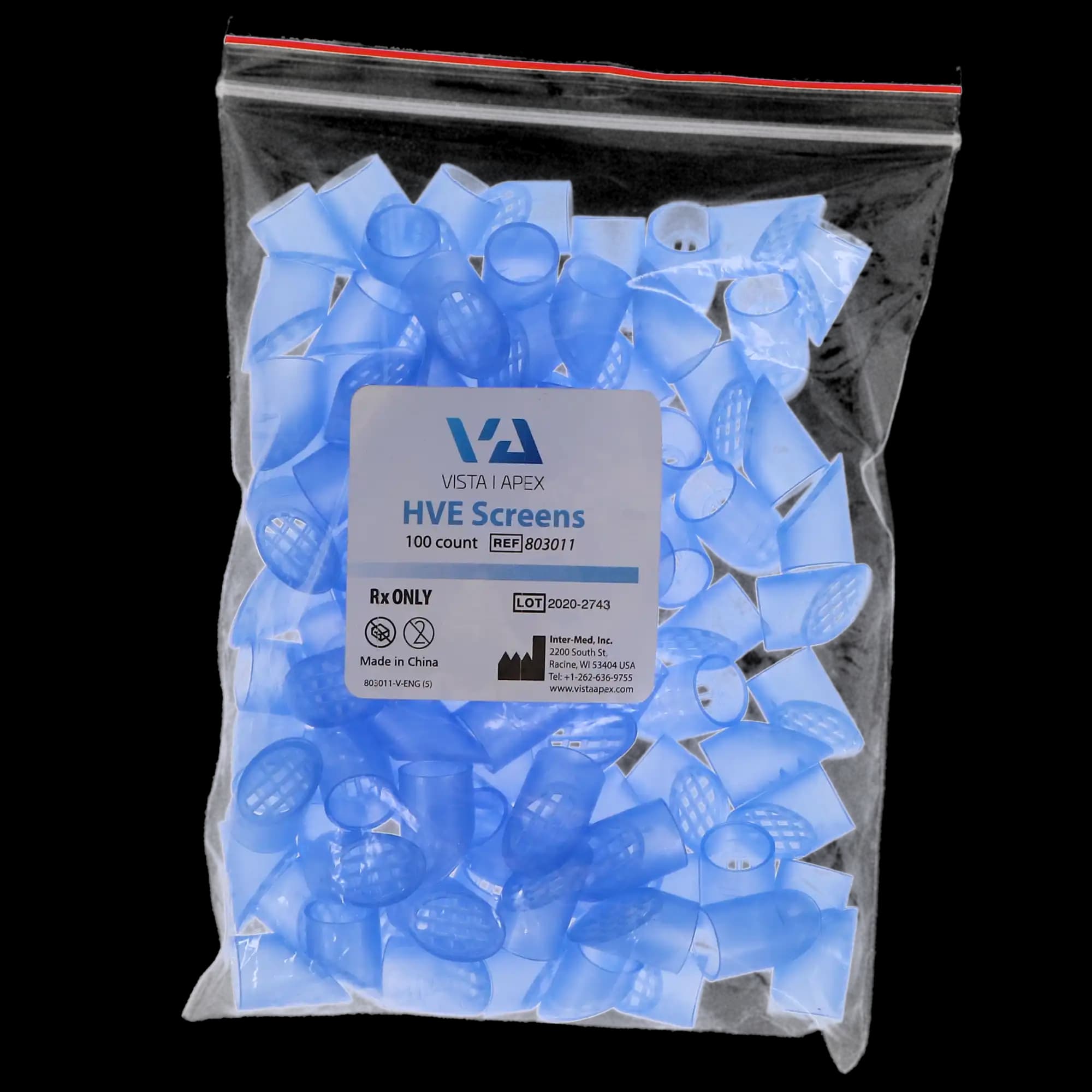 Vista Disposable High Volume Evacuator (HVE) Screens, Plastic, Blue, 100/Pk, 803011 thumbnail 6