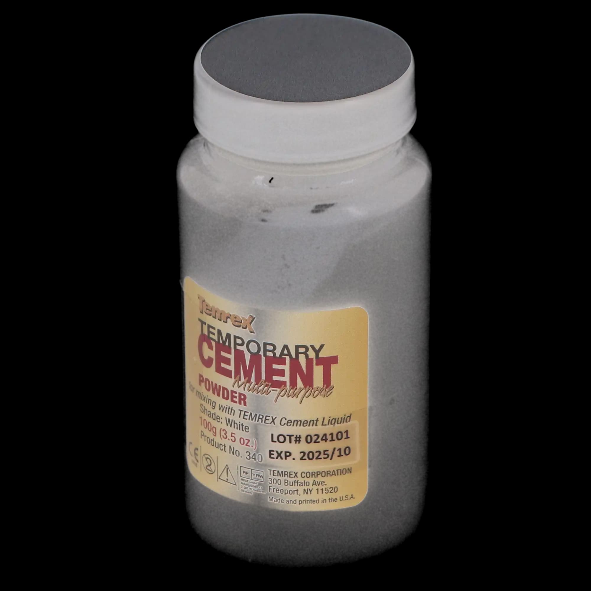 Temrex ZOE Temporary Cement, Powder Refill, White, 100 g Bottle, 340 thumbnail 7