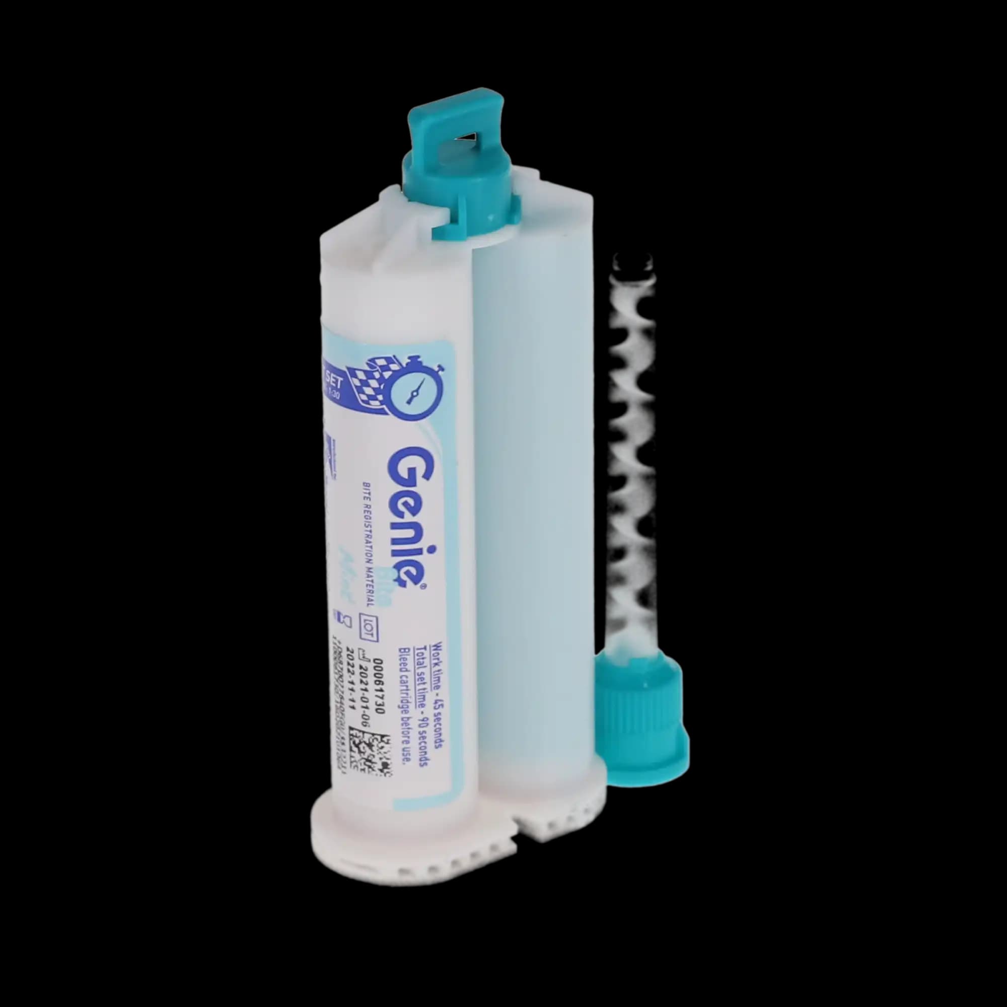 Genie Bite Registration Material, Fast Set, Mint, 2 x 50 ml Cartridges with 6 Mixing Tips, 77640 thumbnail 2