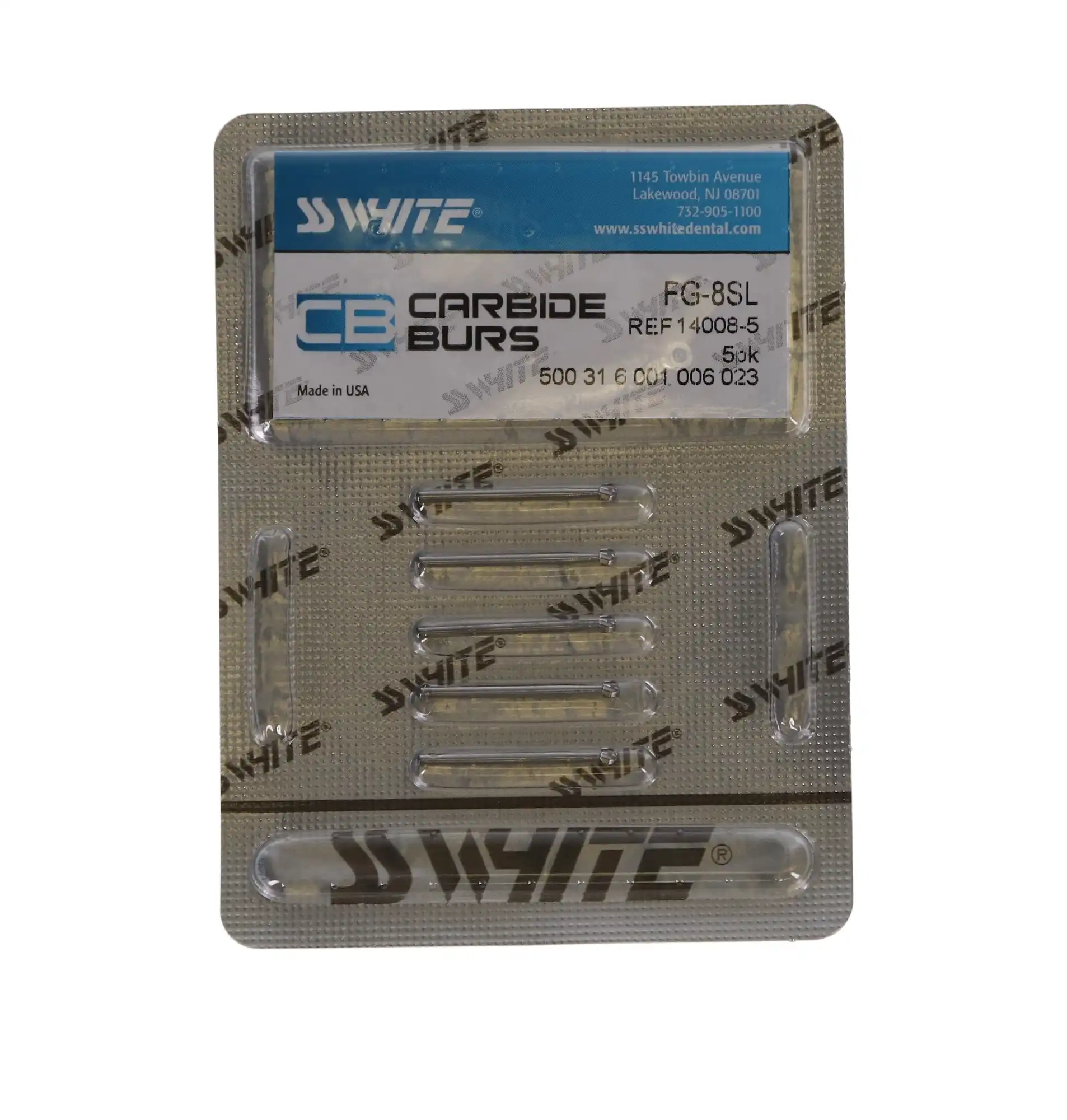 SS White Surgical Length Round Carbide Burs, FGSL, #8, 2.3 mm Head, 5/Pk, 14008-5 thumbnail 5
