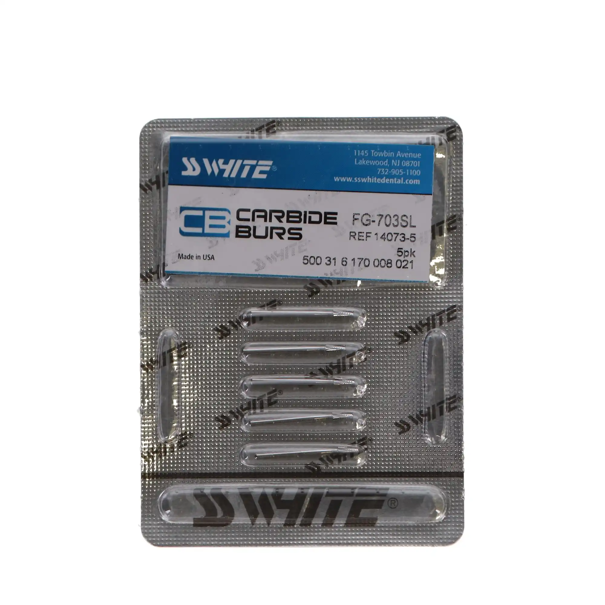SS White #703 Surgical Length Carbide Bur, Taper Flat End Cross Cut, Friction Grip (FG), 5/Pk, 14073-5 thumbnail 5