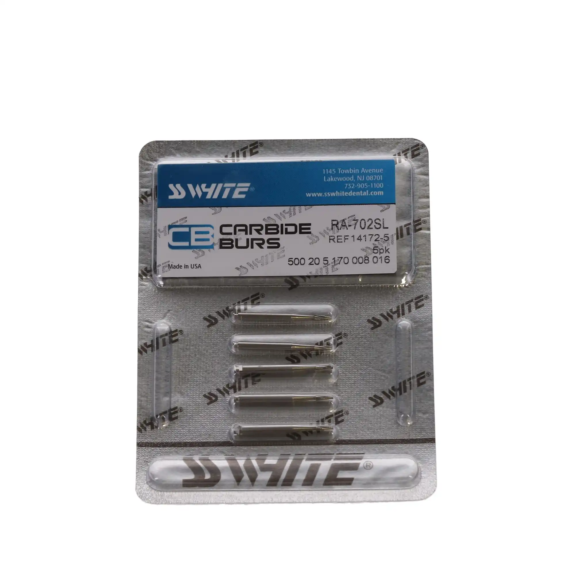 SS White #702 Surgical Length Carbide Bur, RA Latch, Flat End Taper Cross-Cut, 1.6 mm, 5/Pk, 14172-5 thumbnail 5