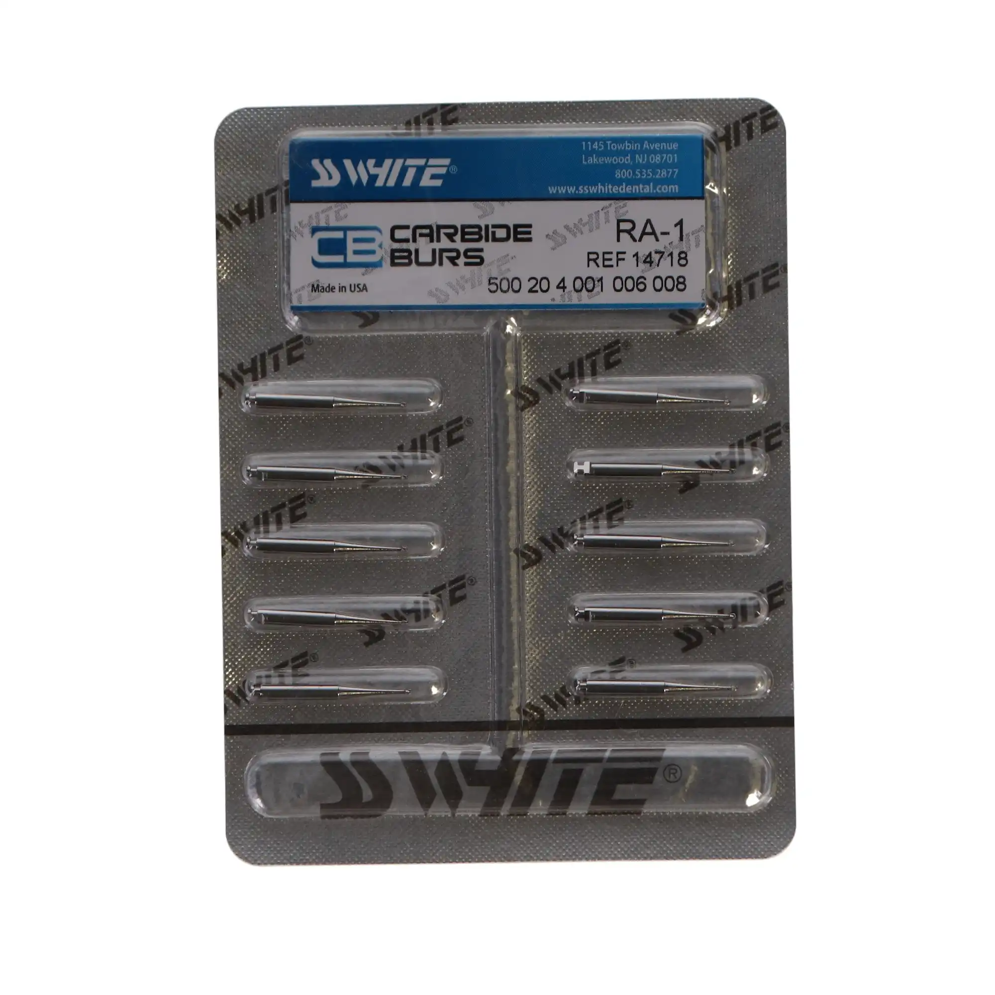 SS White Standard Operatory Carbide Bur, RA (Right Angle Latch), Round #1, 0.8 mm Head Diameter, 10/Pk, 14718 thumbnail 5