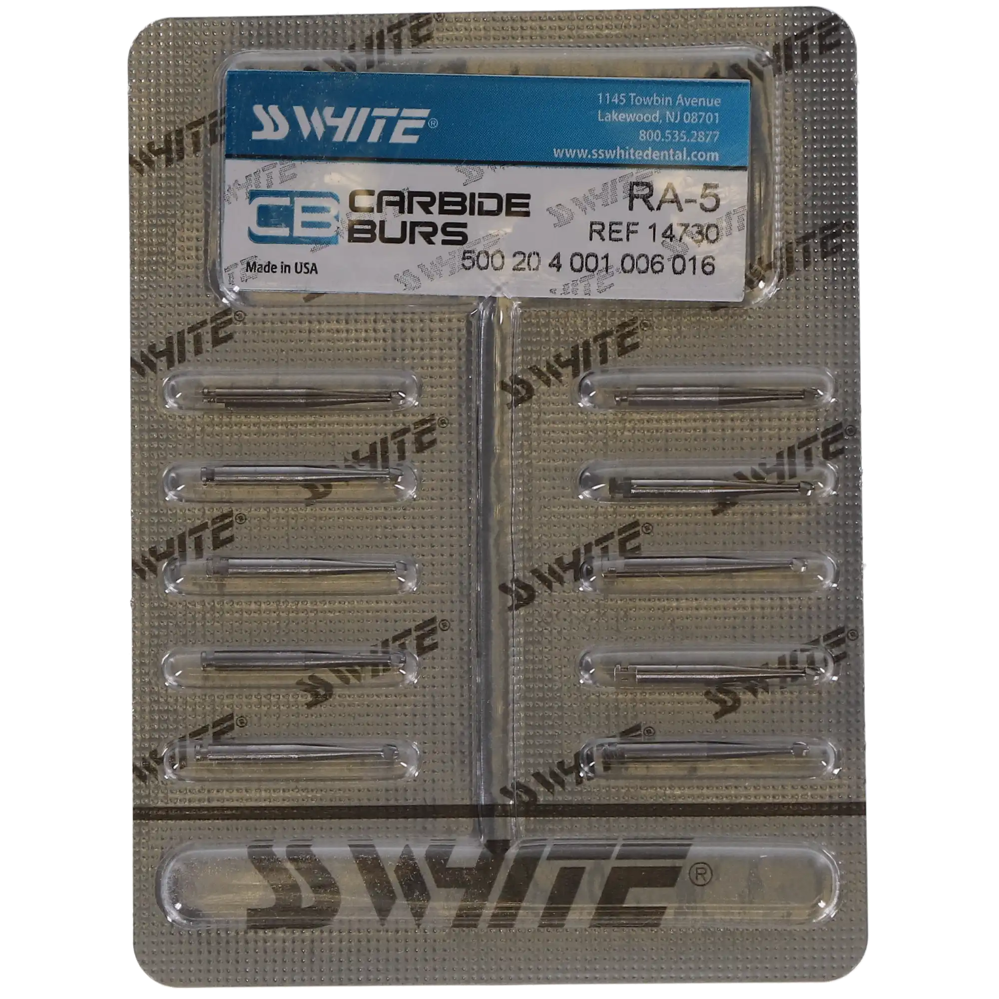 SS White Standard Operative Carbide Bur, RA (Right Angle Latch), Round #5, 1.6 mm Head Diameter, 10/Pk, 14730 thumbnail 5