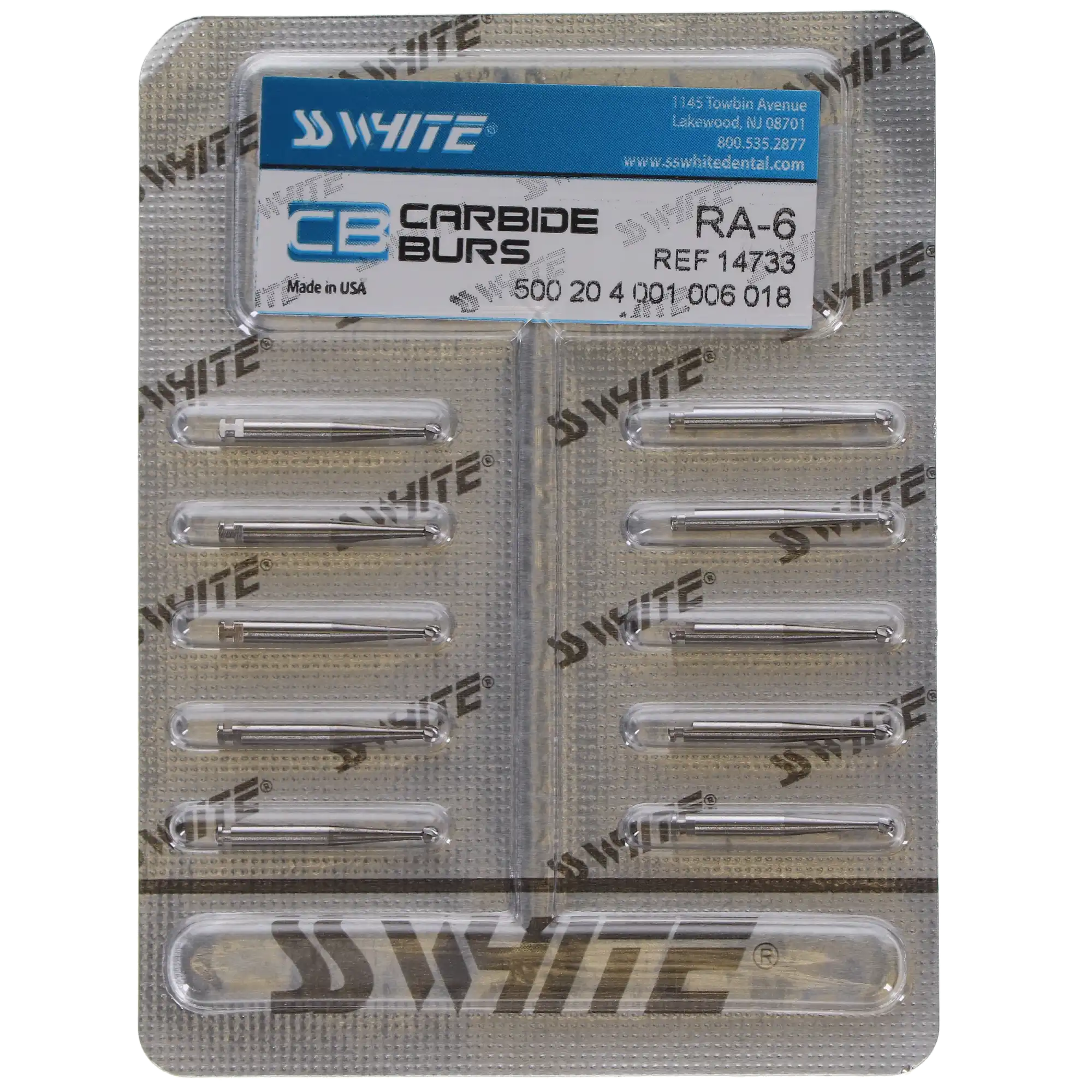 SS White Standard Operative Carbide Burs, RA (Right Angle) Latch, Round #6, 1.8 mm Head Diameter, 10/Pk, 14733 thumbnail 5