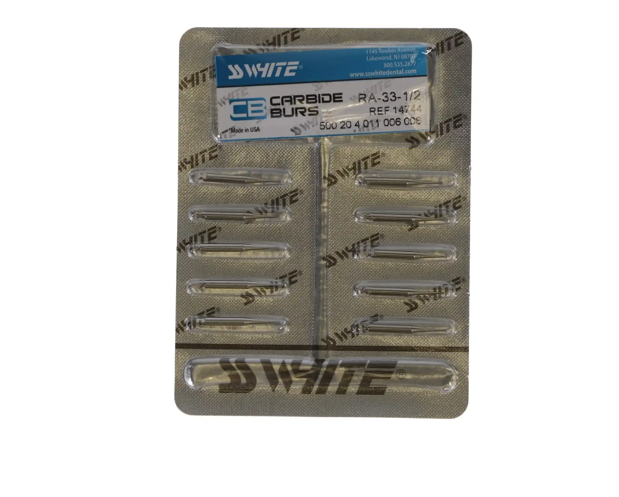 SS White Standard Operative Carbide Burs, RA (Right Angle Latch), Inverted Cone, #33 1/2, 10/Pk, 14744 thumbnail 5