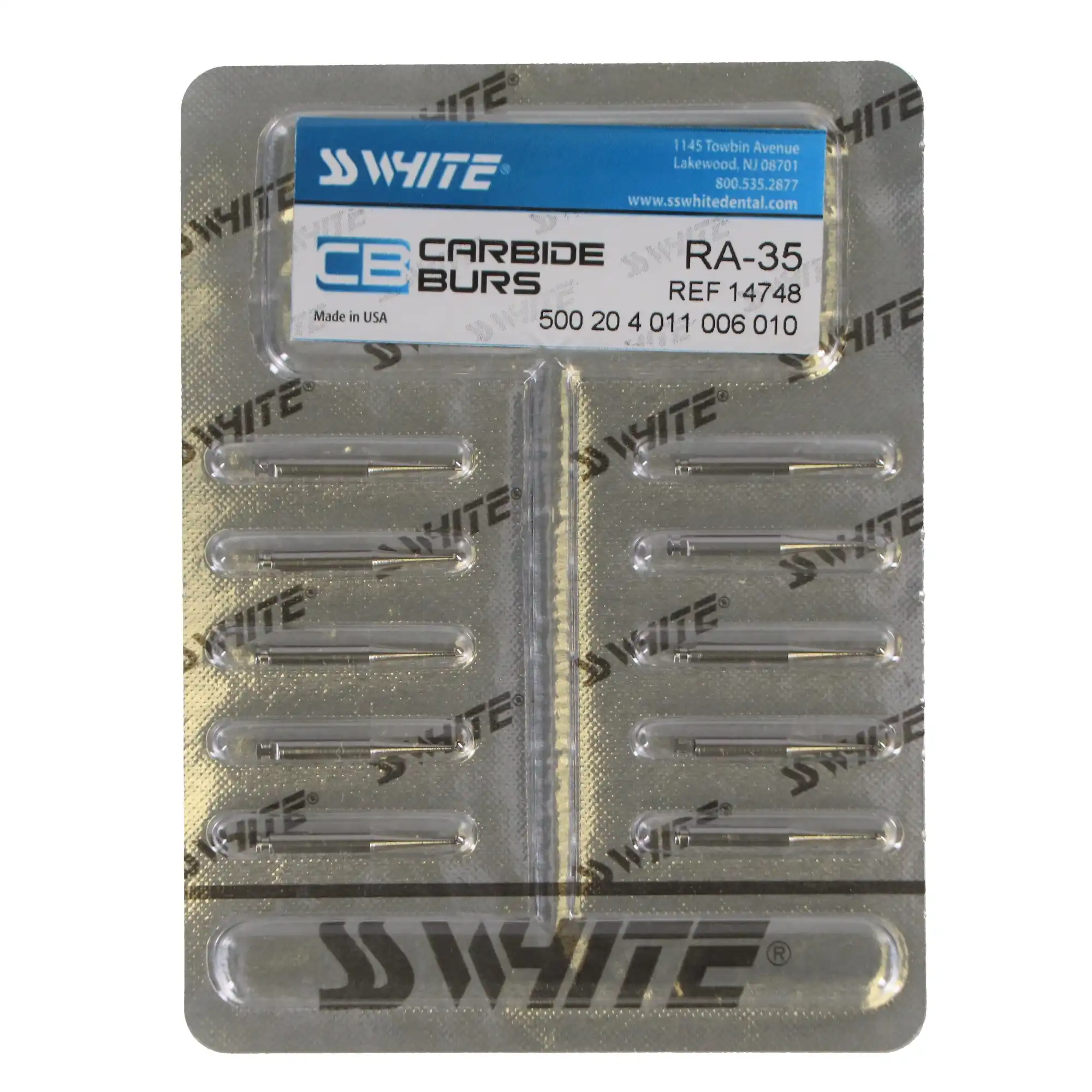 SS White Standard Operative Carbide Burs, RA (Right Angle) Latch, Inverted Cone #35, 10/Pk, 14748 thumbnail 5