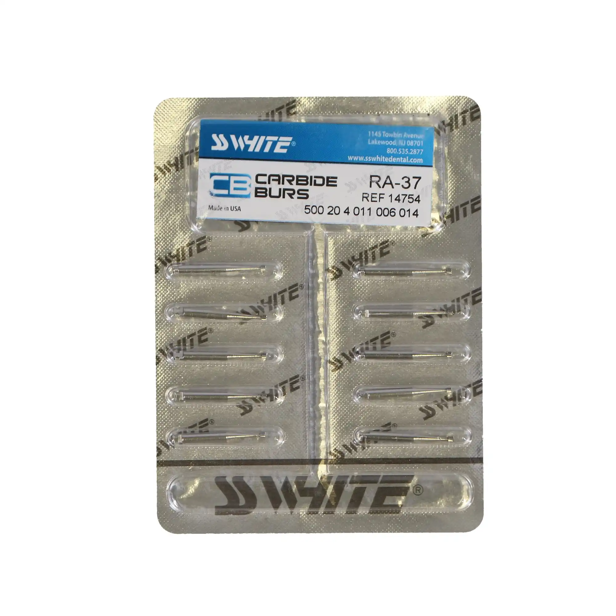 SS White Standard Operative Carbide Burs, RA (Right Angle Latch), Inverted Cone, #37, 10/Pk, 14754 thumbnail 4
