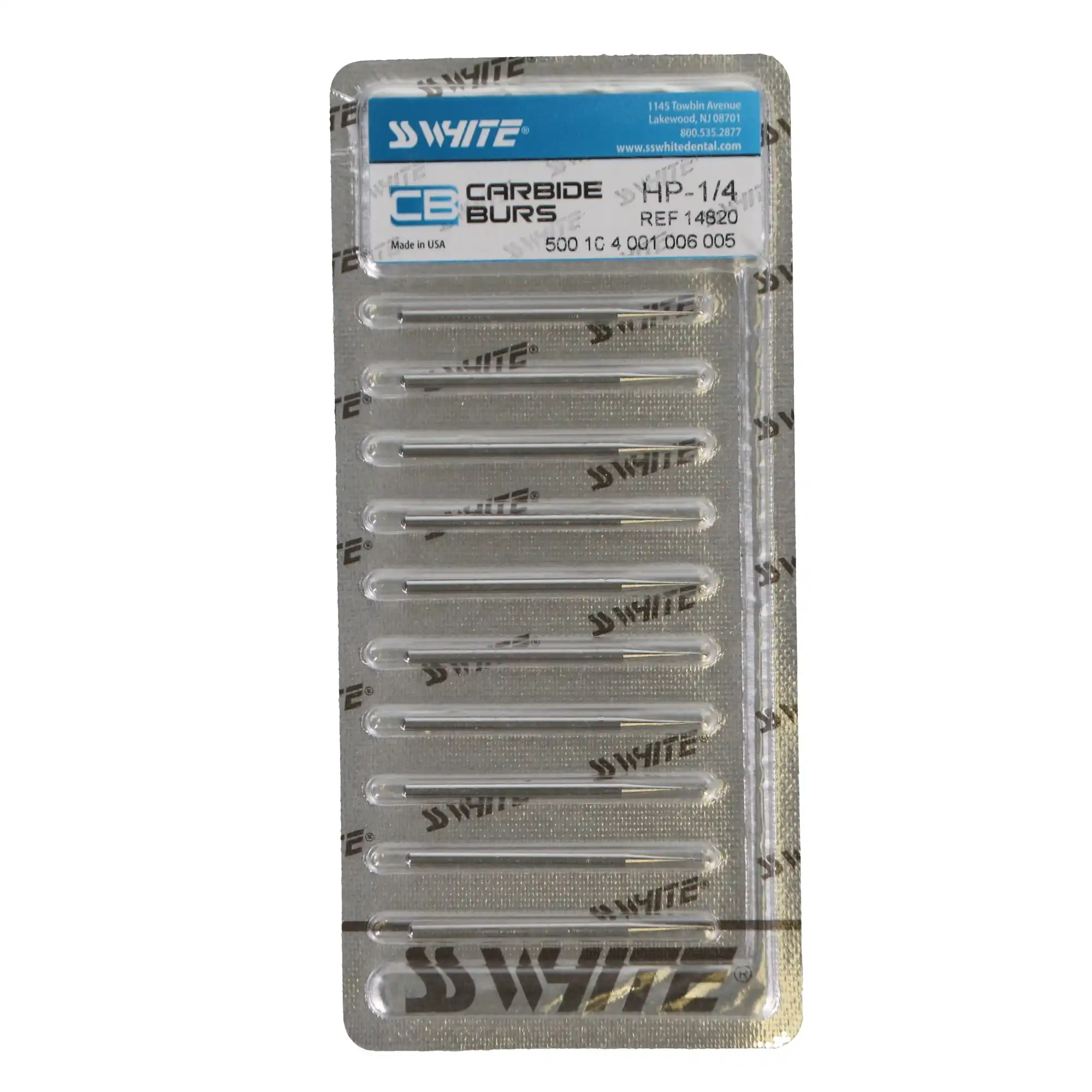 SS White Standard Operative Carbide Bur, HP, Round, #1/4, 10/Pk, 14820 thumbnail 5
