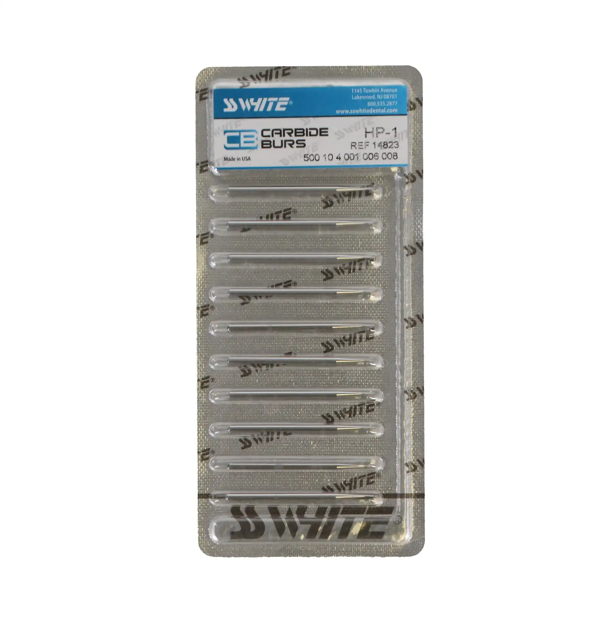 SS White Standard Operative Carbide Bur, HP, Round, #1, 0.8 mm Head Diameter, 10/Pk, 14823 thumbnail 4