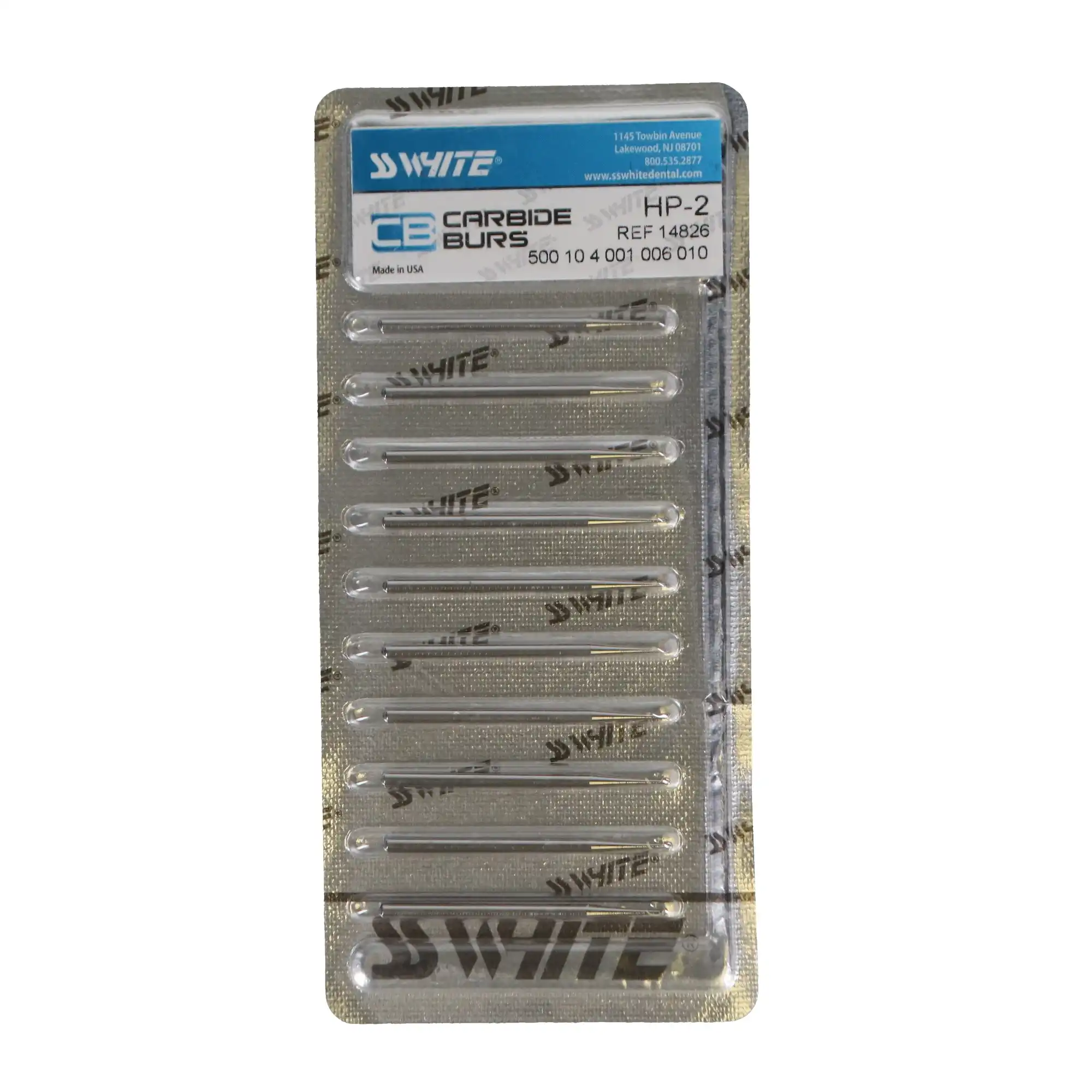 SS White Standard Operative Carbide Bur, HP, Round, #2, 10/Pk, 14826 thumbnail 5