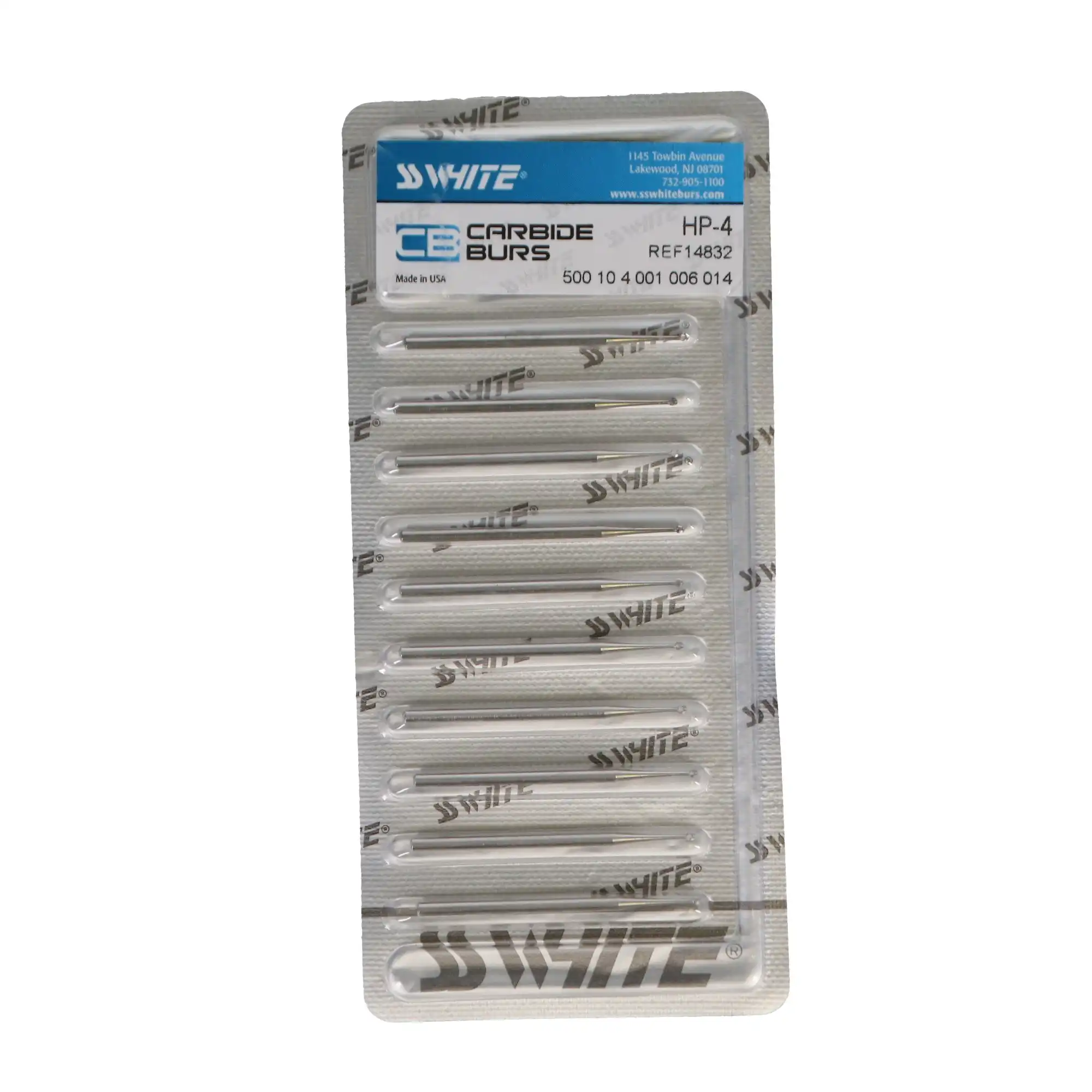 SS White Standard Operative Carbide Bur, HP, Round #4, 1.4 mm Head, 10/Pk, 14832 thumbnail 6