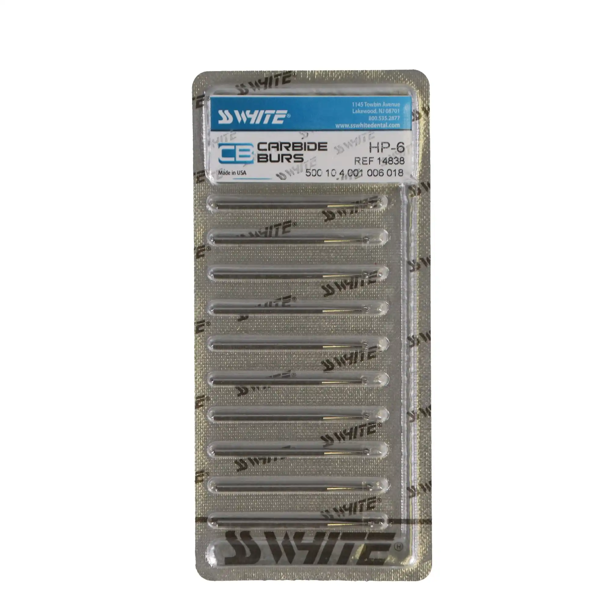 SS White Standard Operative Carbide Bur, HP, Round, #6, 1.8 mm Head, 10/Pk, 14838 thumbnail 4