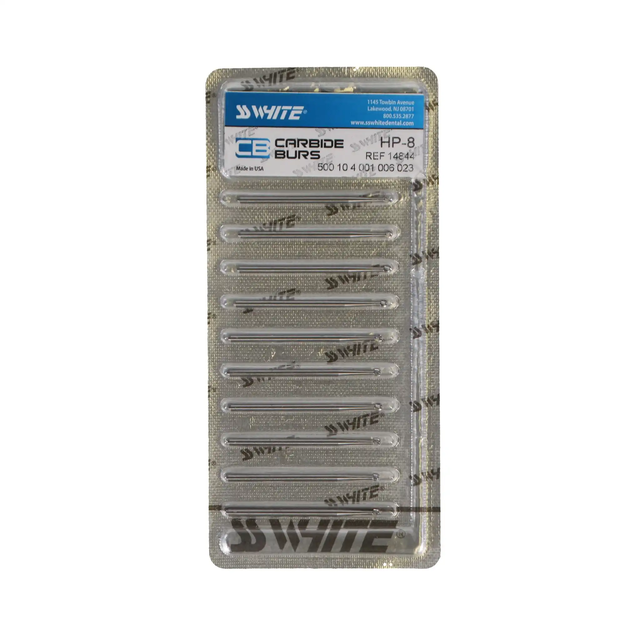 SS White Standard Operative Carbide Bur, HP, Round, #8, 10/Pk, 14844 thumbnail 5