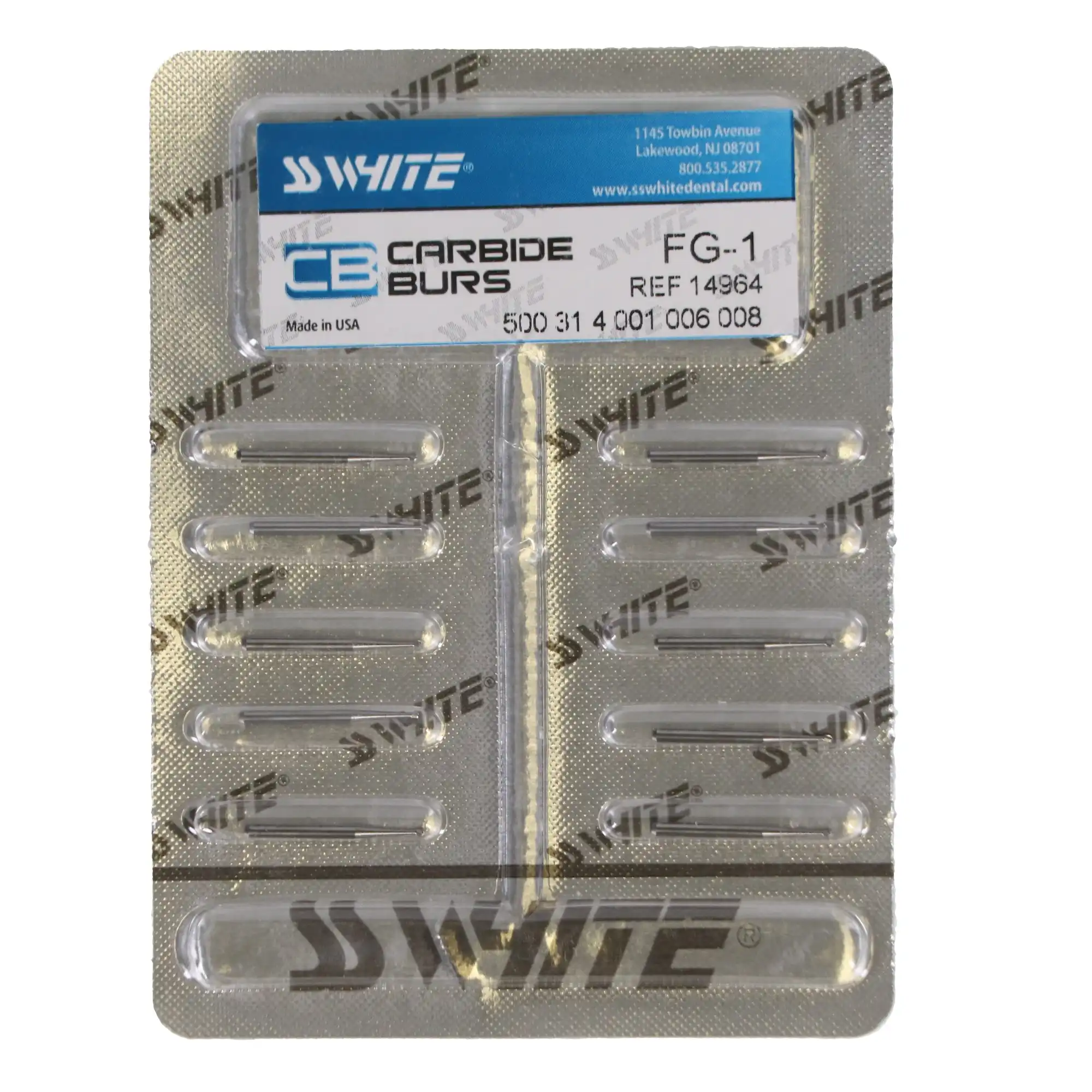 SS White Standard Operative Carbide Bur, FG, Round, #1, 0.8 mm Head Diameter, 10/Pk, 14964 thumbnail 5