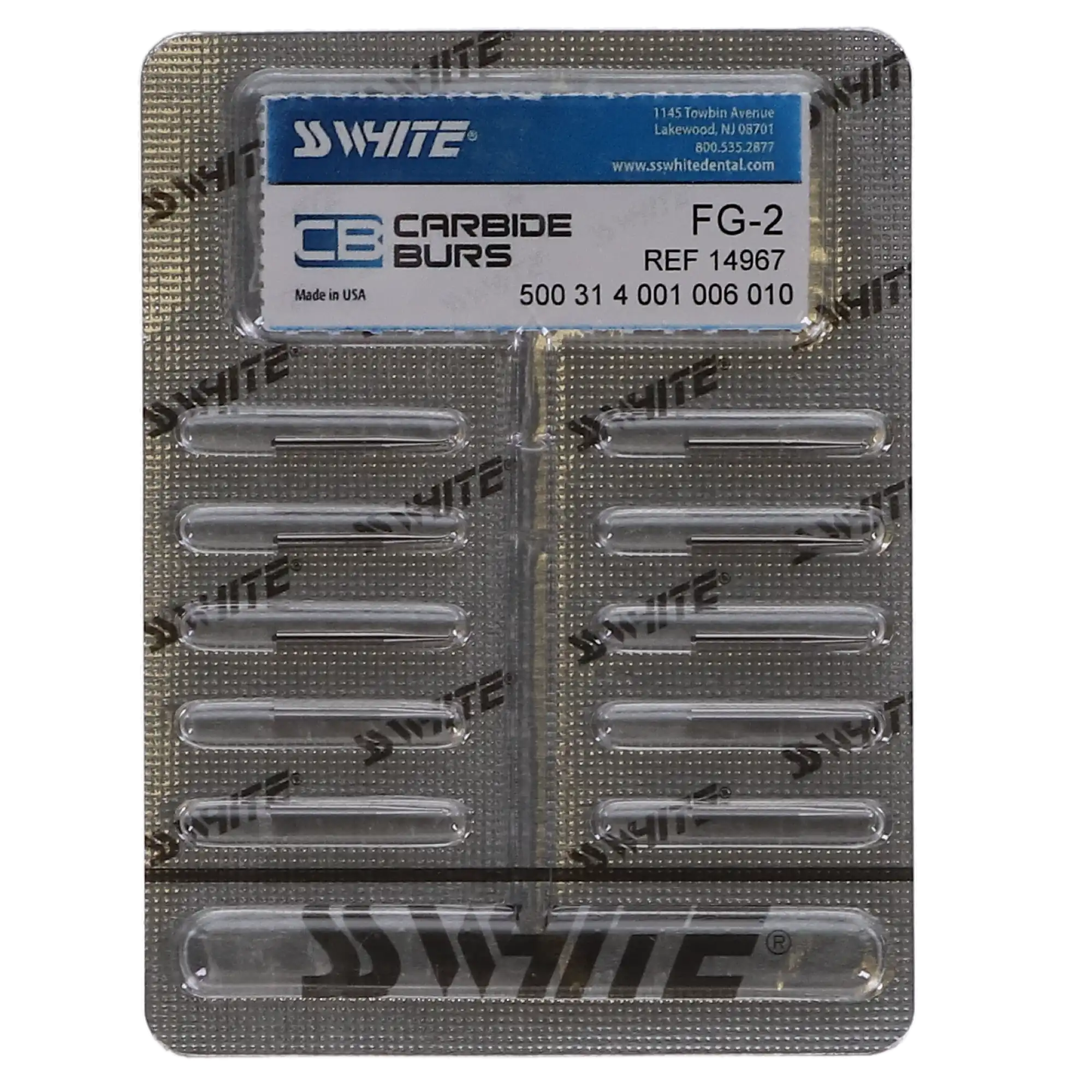 SS White Standard Operative Carbide Burs, FG, Round, #2, 10/Pk, 14967 thumbnail 5