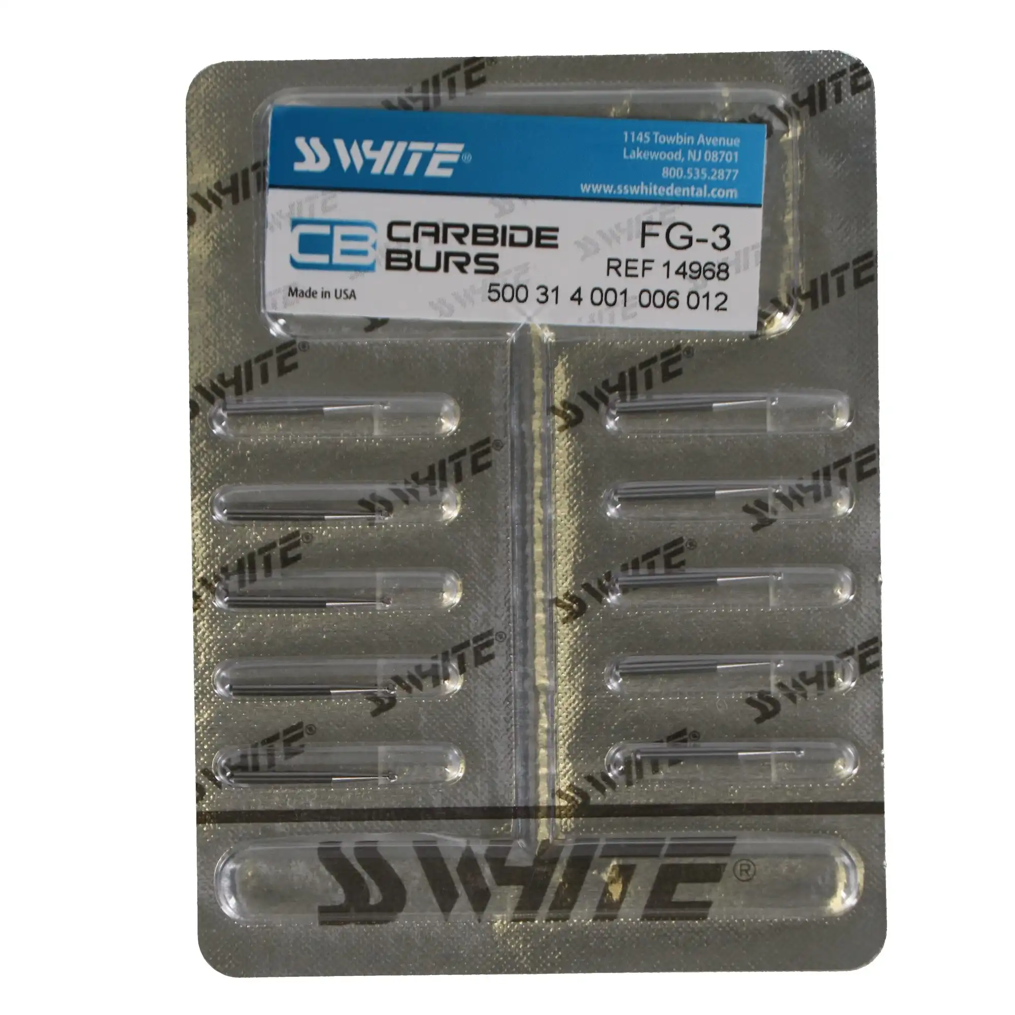 SS White Standard Operative Carbide Bur, FG, Round, #3, 1.2 mm Head, 10/Pk, 14968 thumbnail 4