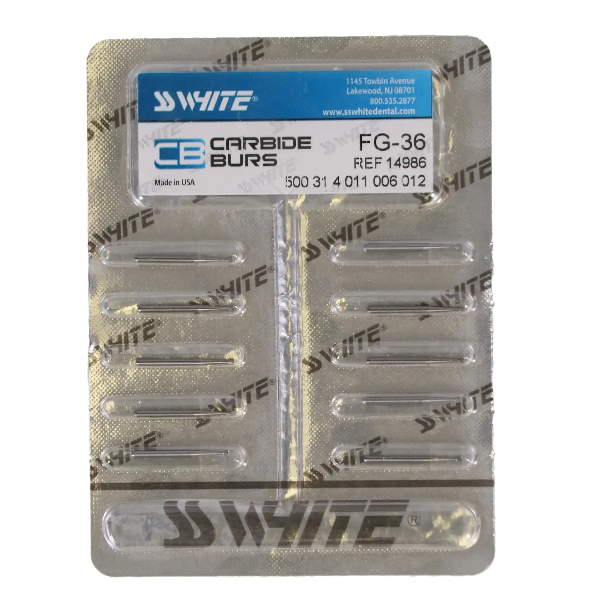SS White Standard Operative Carbide Bur, FG, Inverted Cone, #36, 1.2 mm Head Diameter, 10/Pk, 14986 thumbnail 4