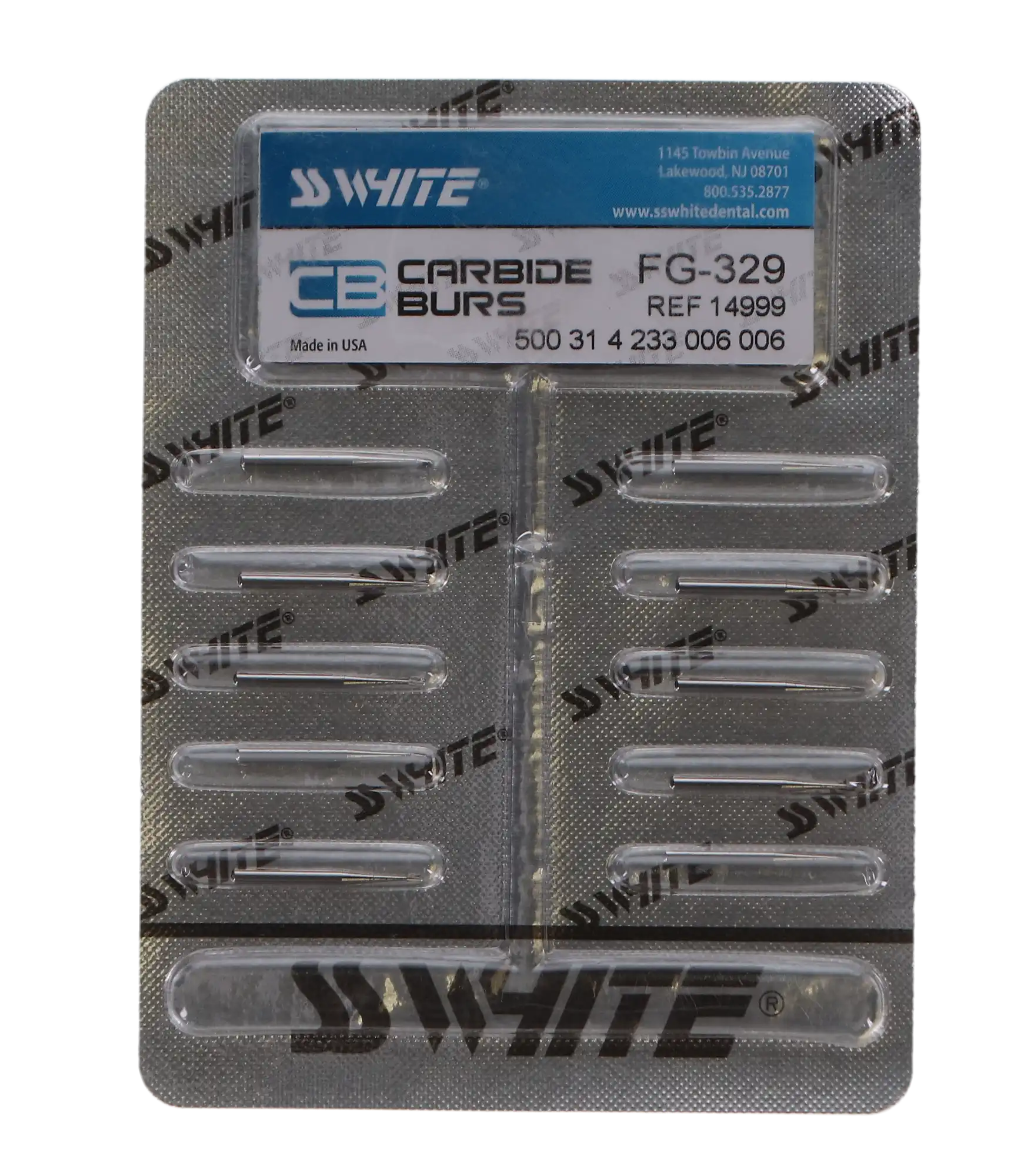 SS White Standard Operative Carbide Burs, FG, Pear, #329, 10/Pk, 14999 thumbnail 5