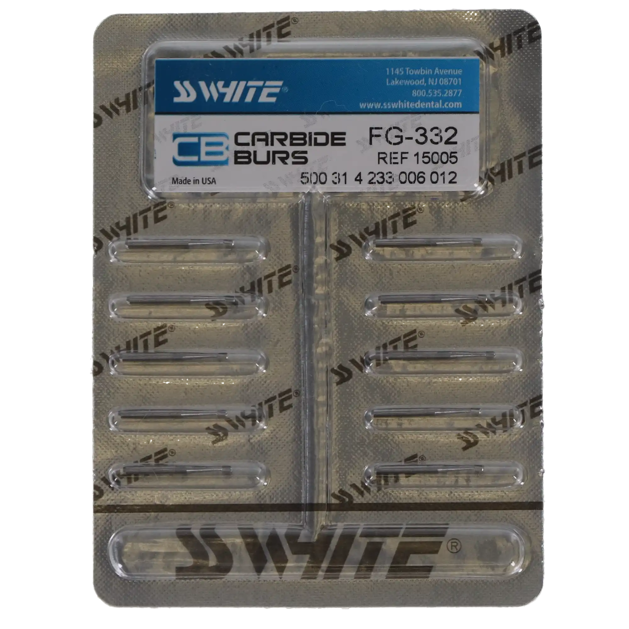 SS White Standard Operative Carbide Bur, FG, Pear, #332, 1.2 mm Head Diameter, 1.4 mm Head Length, 10/Pk, 15005 thumbnail 5