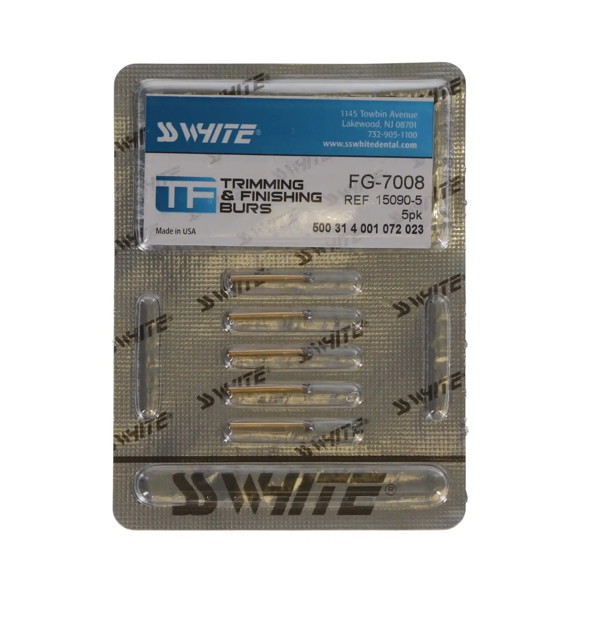 SS White 12-Blade Trimming & Finishing Carbide Bur, Round, FG, #7008, 5/Pk, 15090-5 thumbnail 5