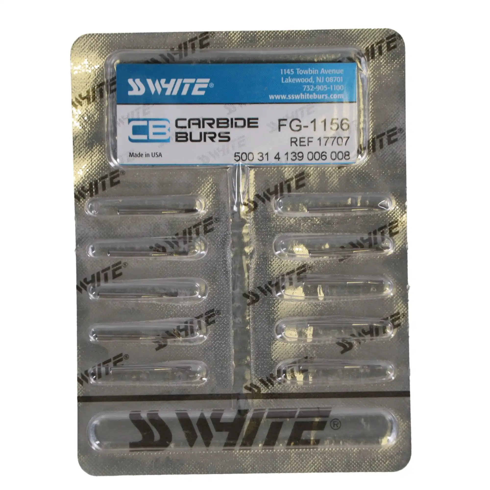 SS White Standard Operative Carbide Bur, FG, Straight Round End Fissure, #1156, 10/Pk, 17707 thumbnail 4
