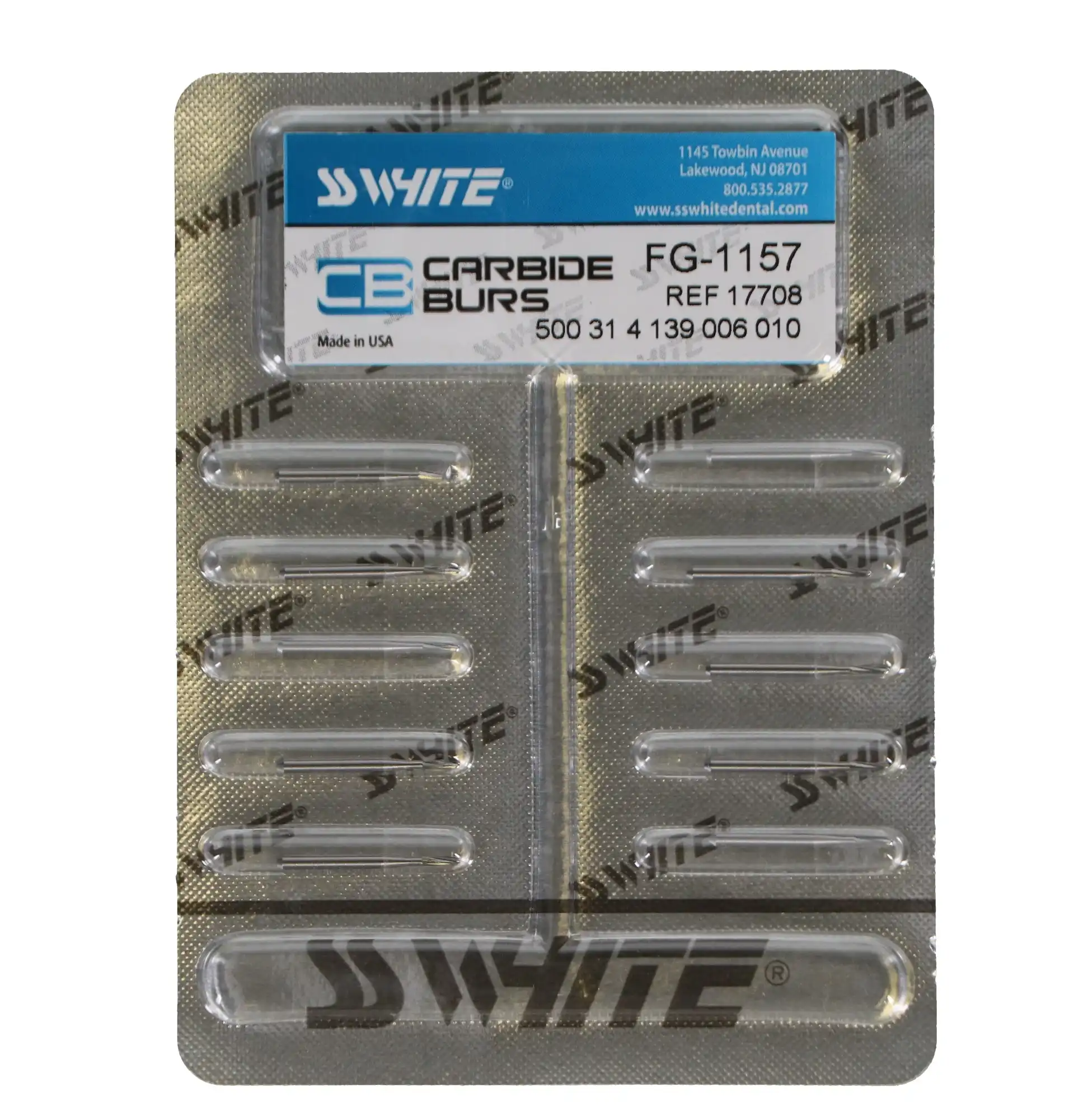 SS White Standard Operative Carbide Bur, FG, Straight Round End Fissure, #1157, 1.0 mm Head Diameter, 3.8 mm Head Length, 10/Pk, 17708 thumbnail 4