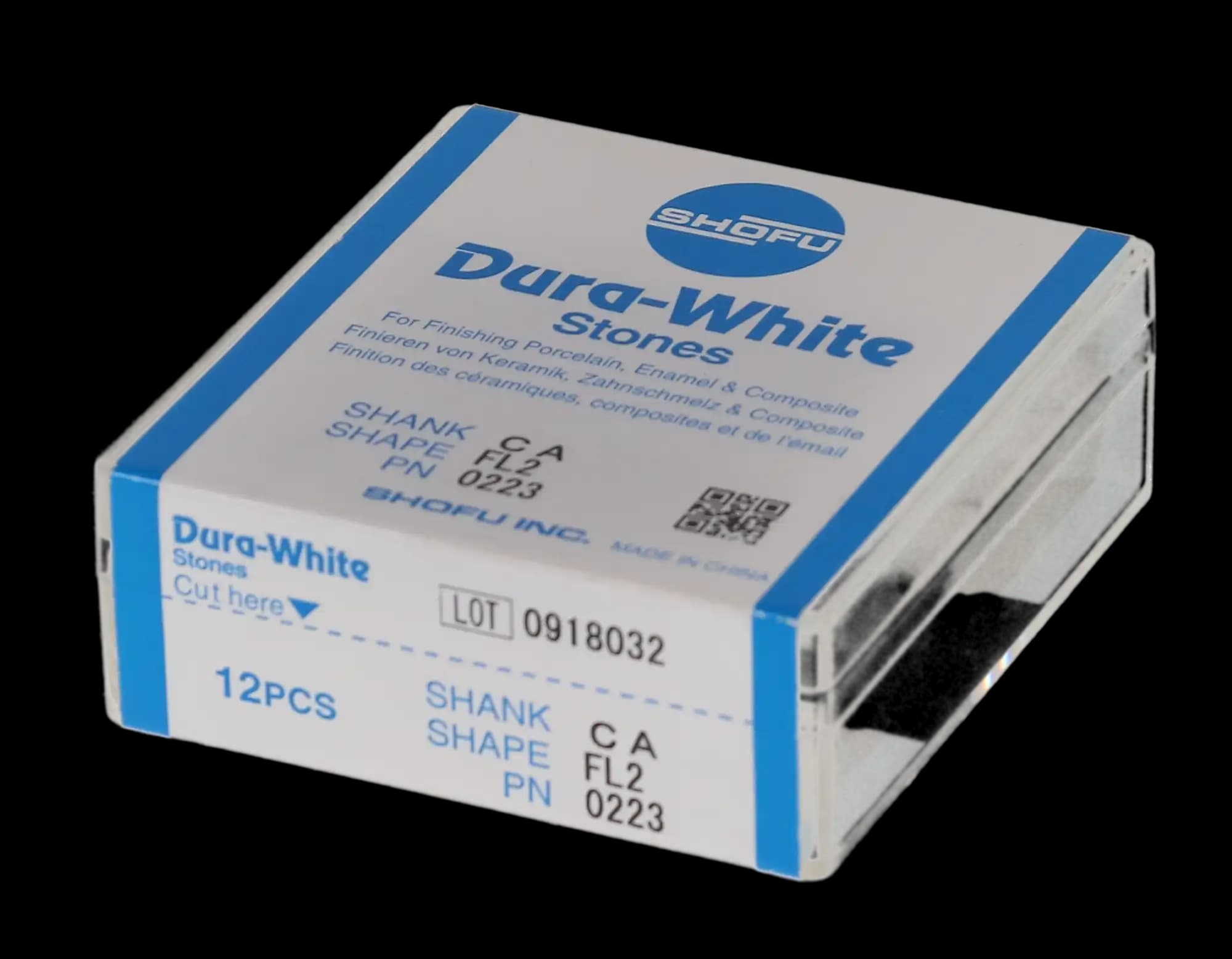 Dura-White Mounted Finishing Stones, FL2 Flame, CA (Contra Angle) Latch-Type, White, 12/Pk, 0223 thumbnail 8