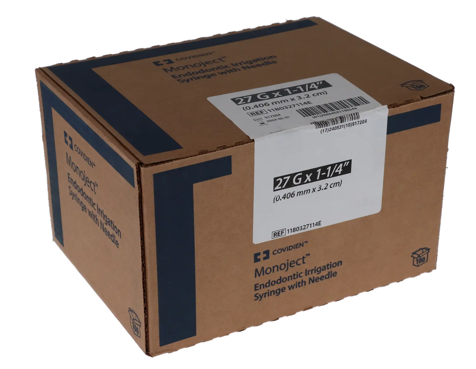 Monoject 513ED Endodontic Irrigating Syringe with Needle, 3 cc, 27 Ga x 1-1/4", Yellow Hub, Luer Lock, Sterile, 100/Box, 8881513850 thumbnail 8
