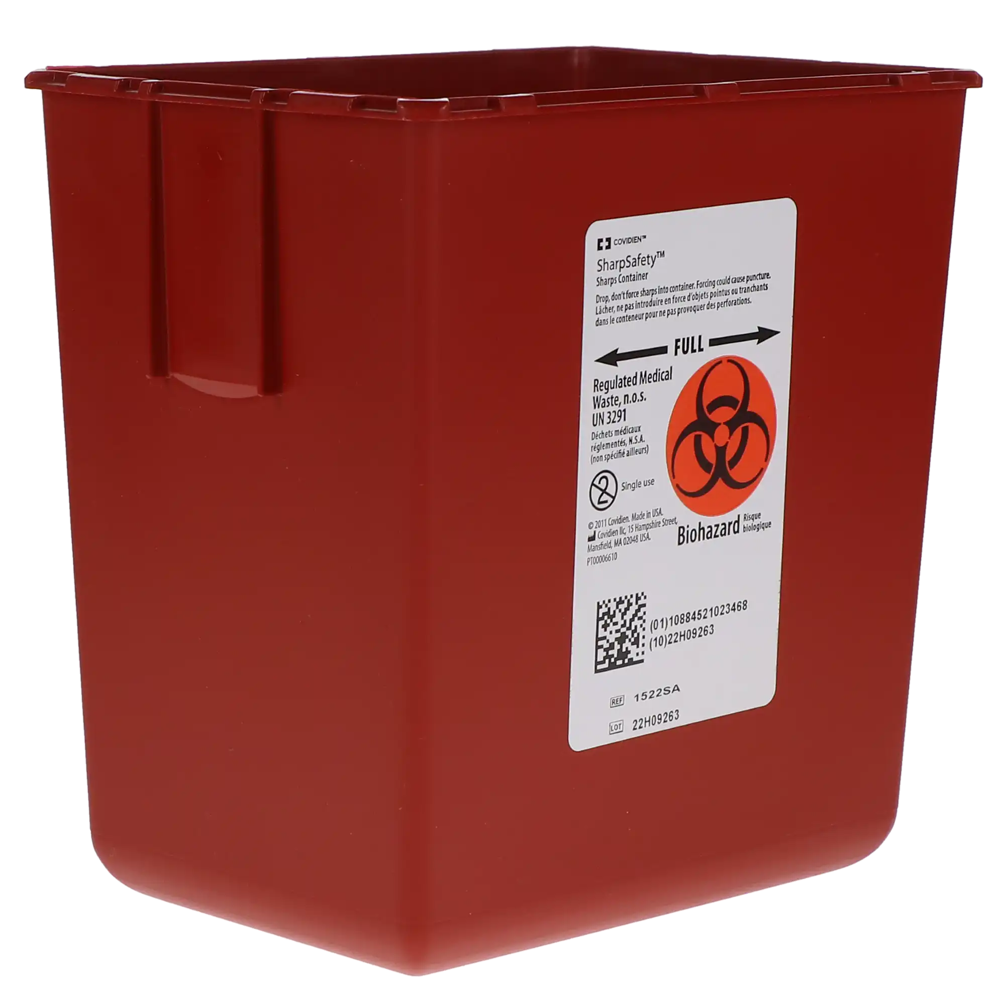 SharpSafety Phlebotomy Sharps Container, 2.2 Quart, Red with Translucent Top and Sliding Lid, 1522SA thumbnail 6