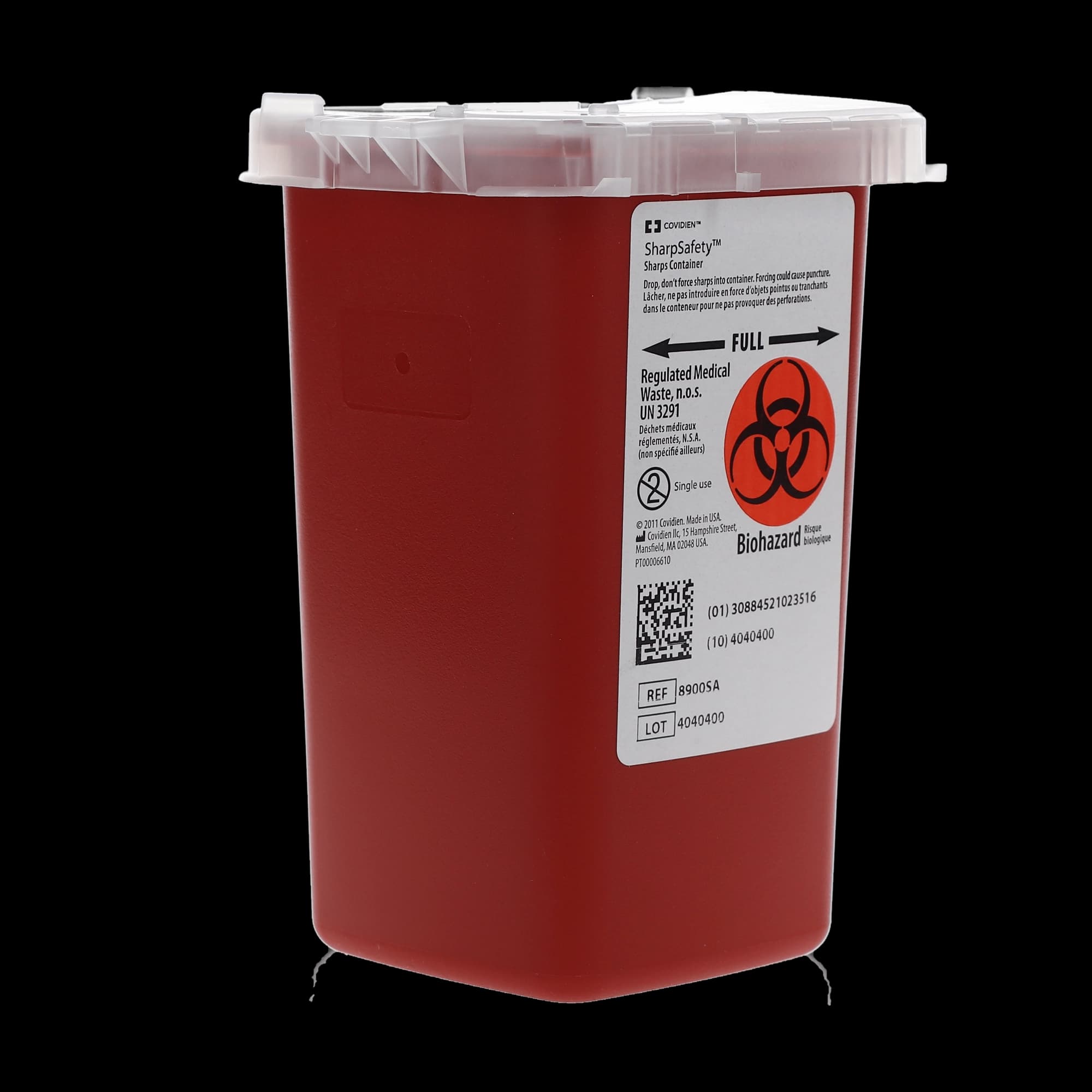 SharpSafety Phlebotomy Sharps Container, 1 Quart, Red, Translucent Sliding Lid, 1/Pk, 8900SA thumbnail 4