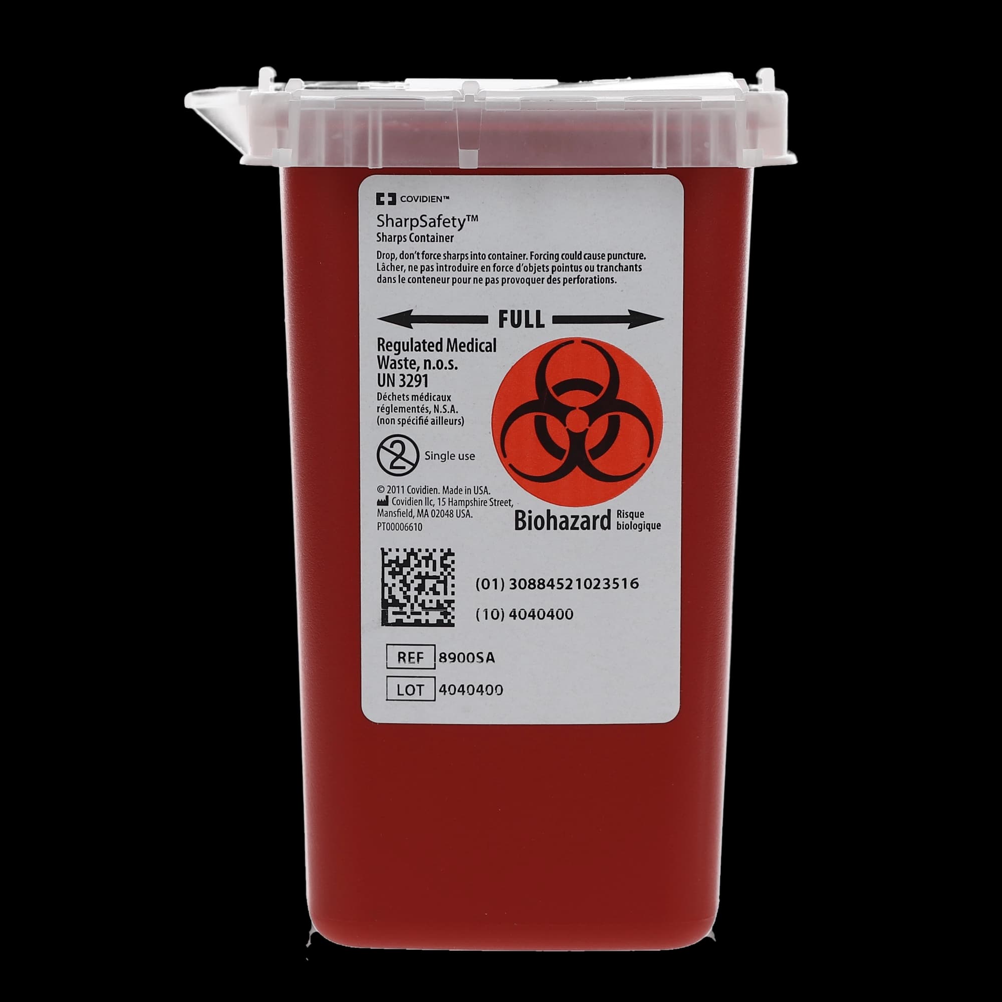 SharpSafety Phlebotomy Sharps Container, 1 Quart, Red, Translucent Sliding Lid, 1/Pk, 8900SA thumbnail 2