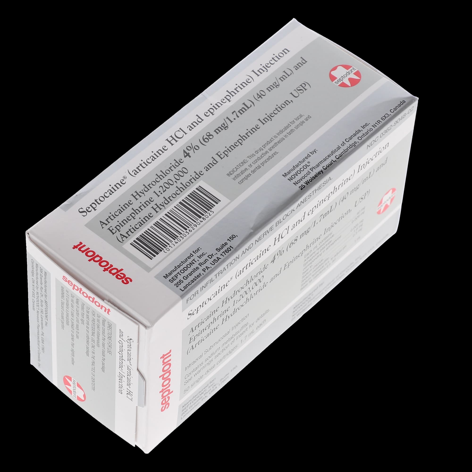 Septocaine Articaine HCl 4% with Epinephrine 1:200,000, Silver, 1.7 mL Cartridges, 50/Box, 01A1200 thumbnail 10
