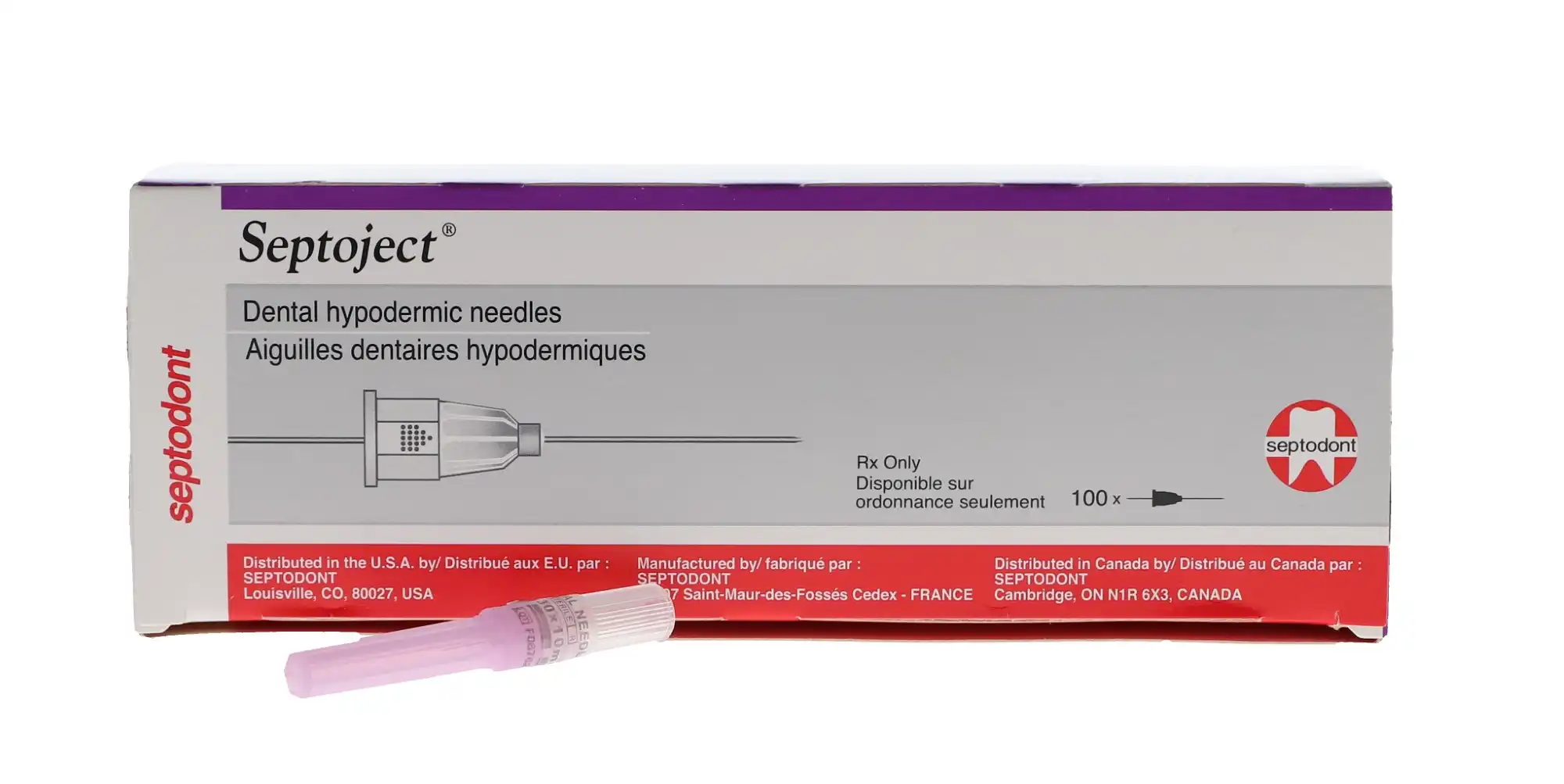 Septoject Dental Hypodermic Needles, Plastic Hub, 30 Gauge, Extra Short (10mm), Purple, 100/Pk, 01N1300 thumbnail 10