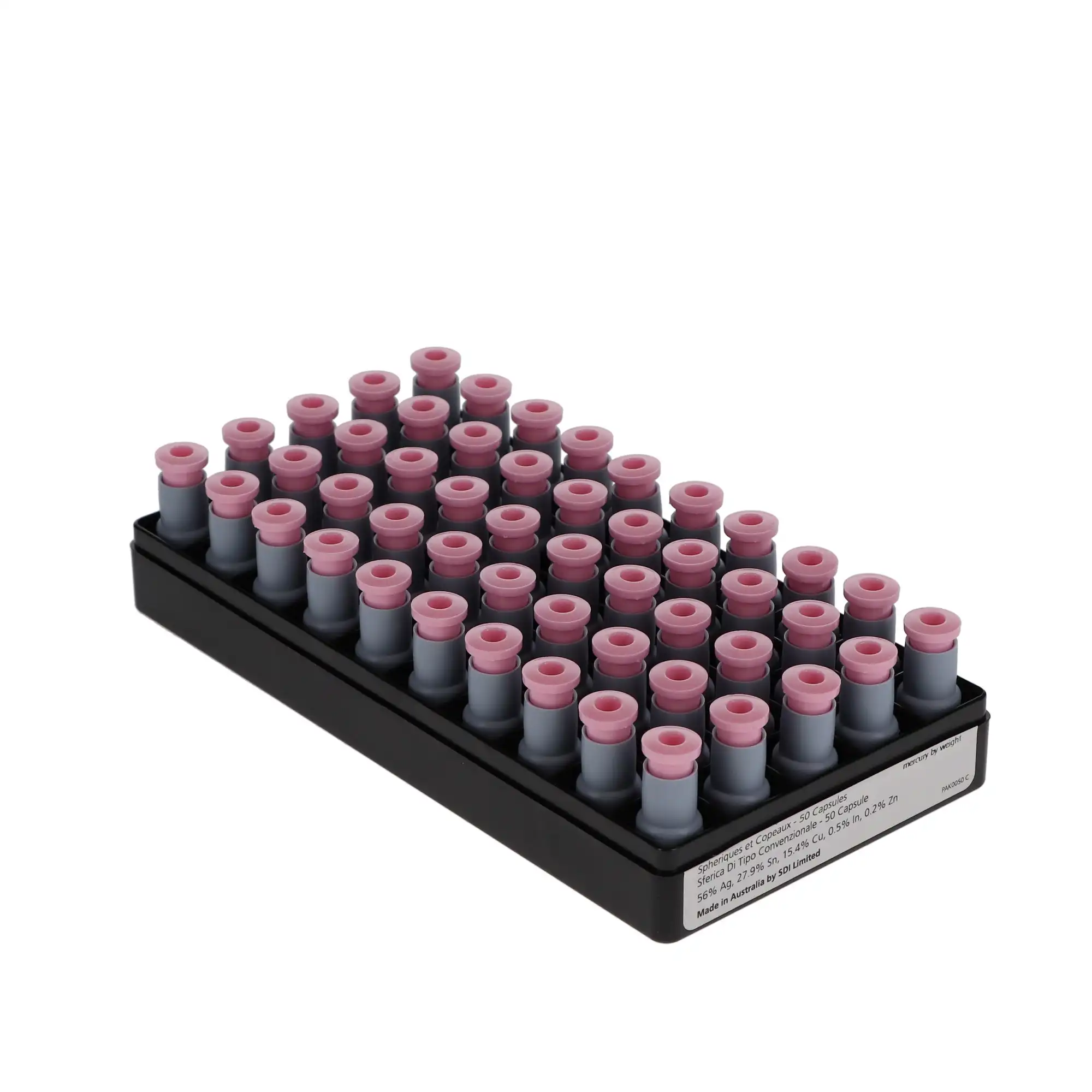 Permite Dispersed Phase Amalgam Capsules, 1 Spill, 400 mg, Regular Set, Pink/Gray, 50/Pk, 4001303 thumbnail 3