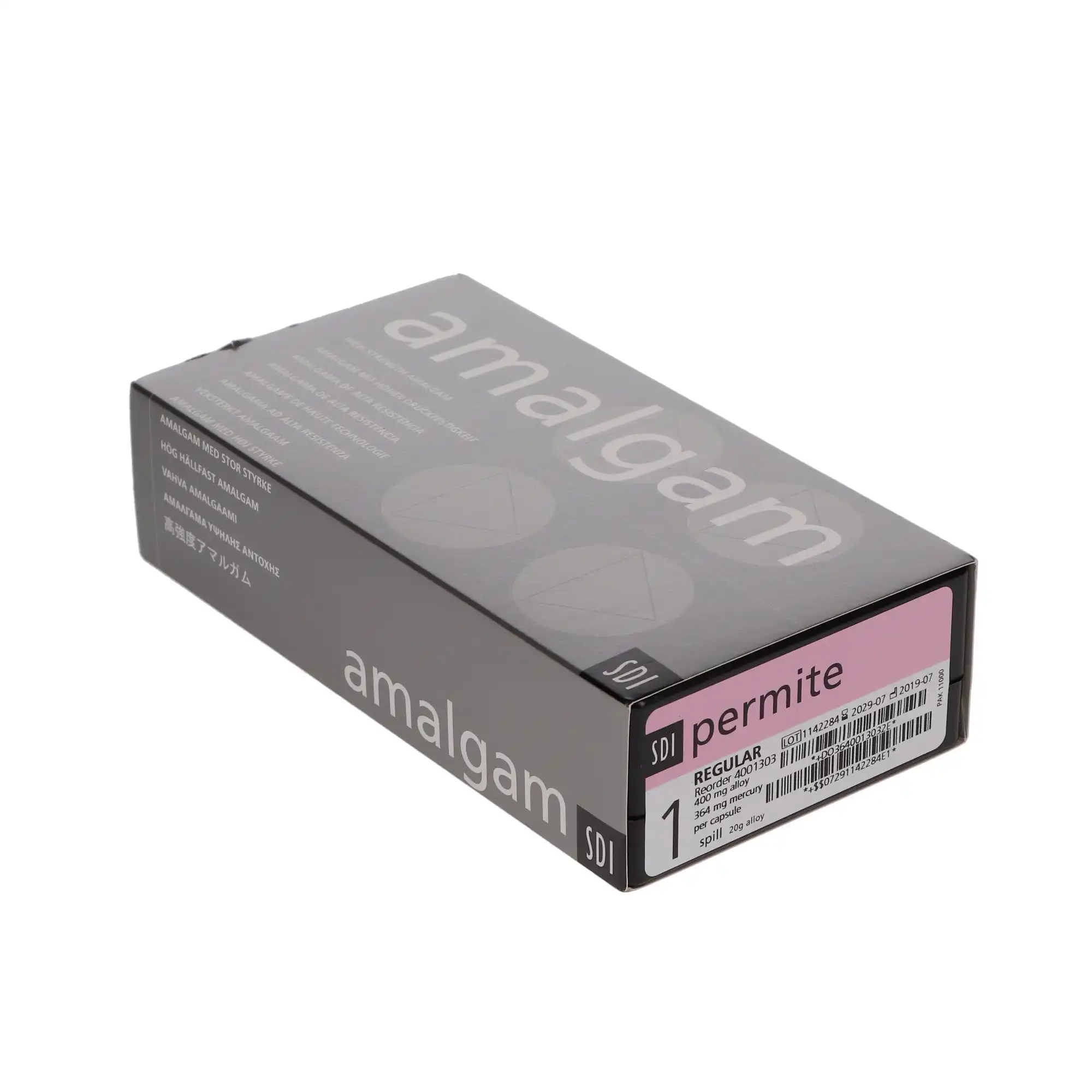 Permite Dispersed Phase Amalgam Capsules, 1 Spill, 400 mg, Regular Set, Pink/Gray, 50/Pk, 4001303 thumbnail 4