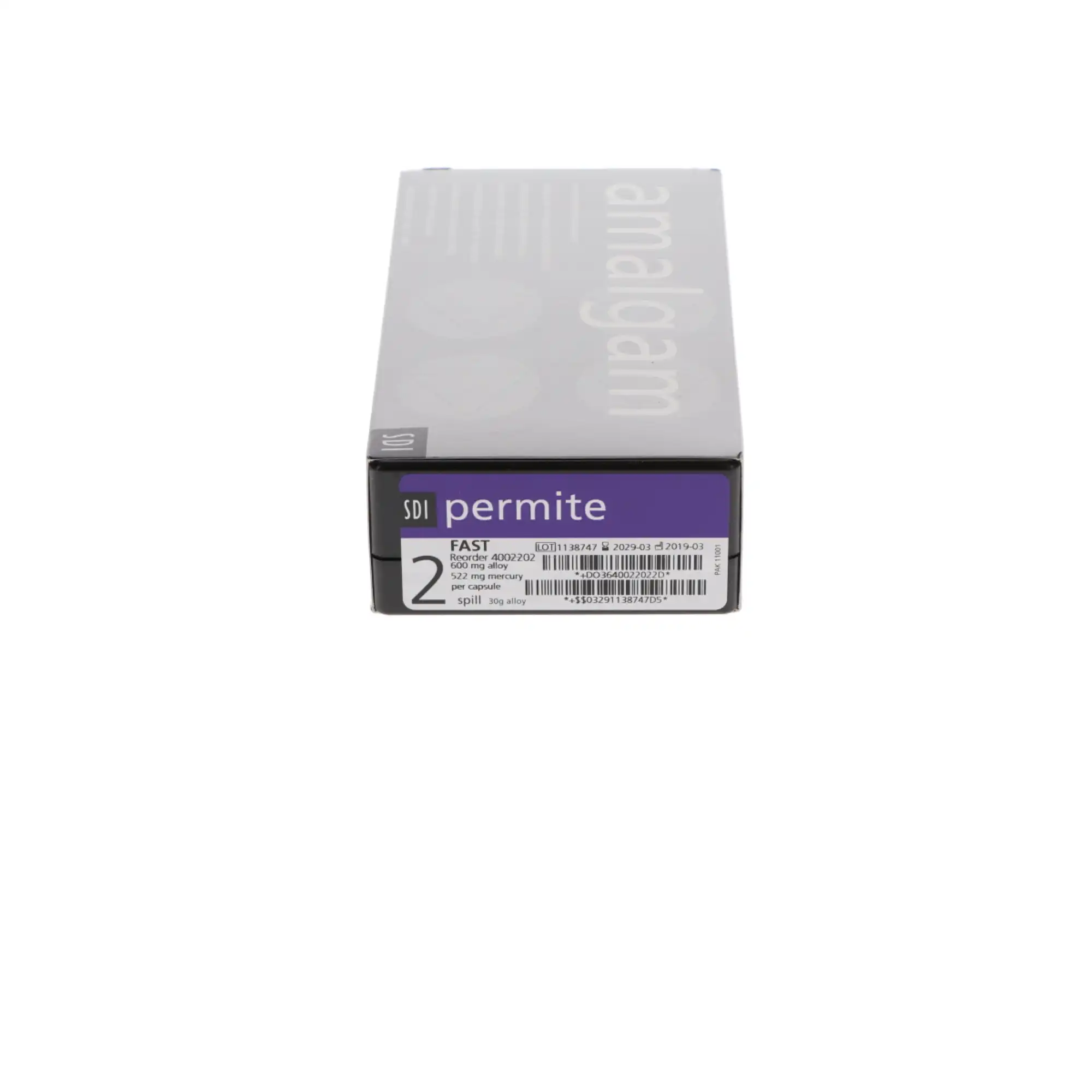 Permite Dispersed Phase Amalgam Capsules, 2 Spill, 600 mg, Fast Set, Purple/Blue, 50/Pk, 4002202 thumbnail 12