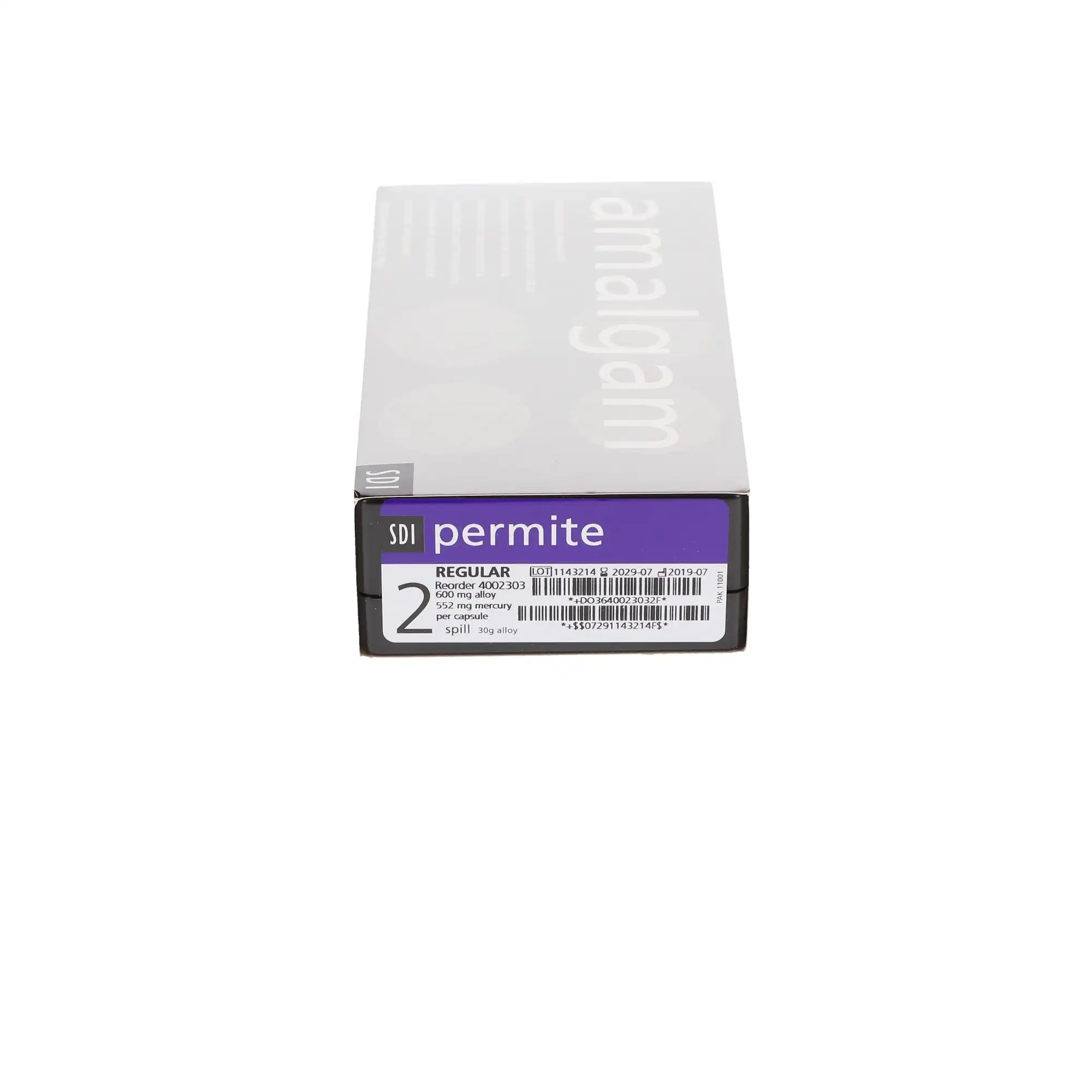 Permite Dispersed Phase Amalgam Capsules, 2 Spill, 600 mg, Regular Set, Purple/Gray, 50/Pk, 4002303 thumbnail 6