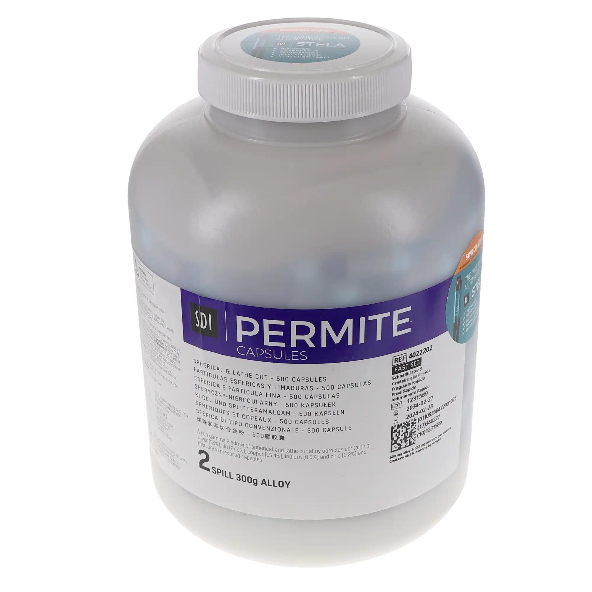 Permite Dispersed Phase Amalgam Capsules, 2 Spill, 600 mg, Fast Set, Purple/Blue, 500/Pk, 4022202 thumbnail 2