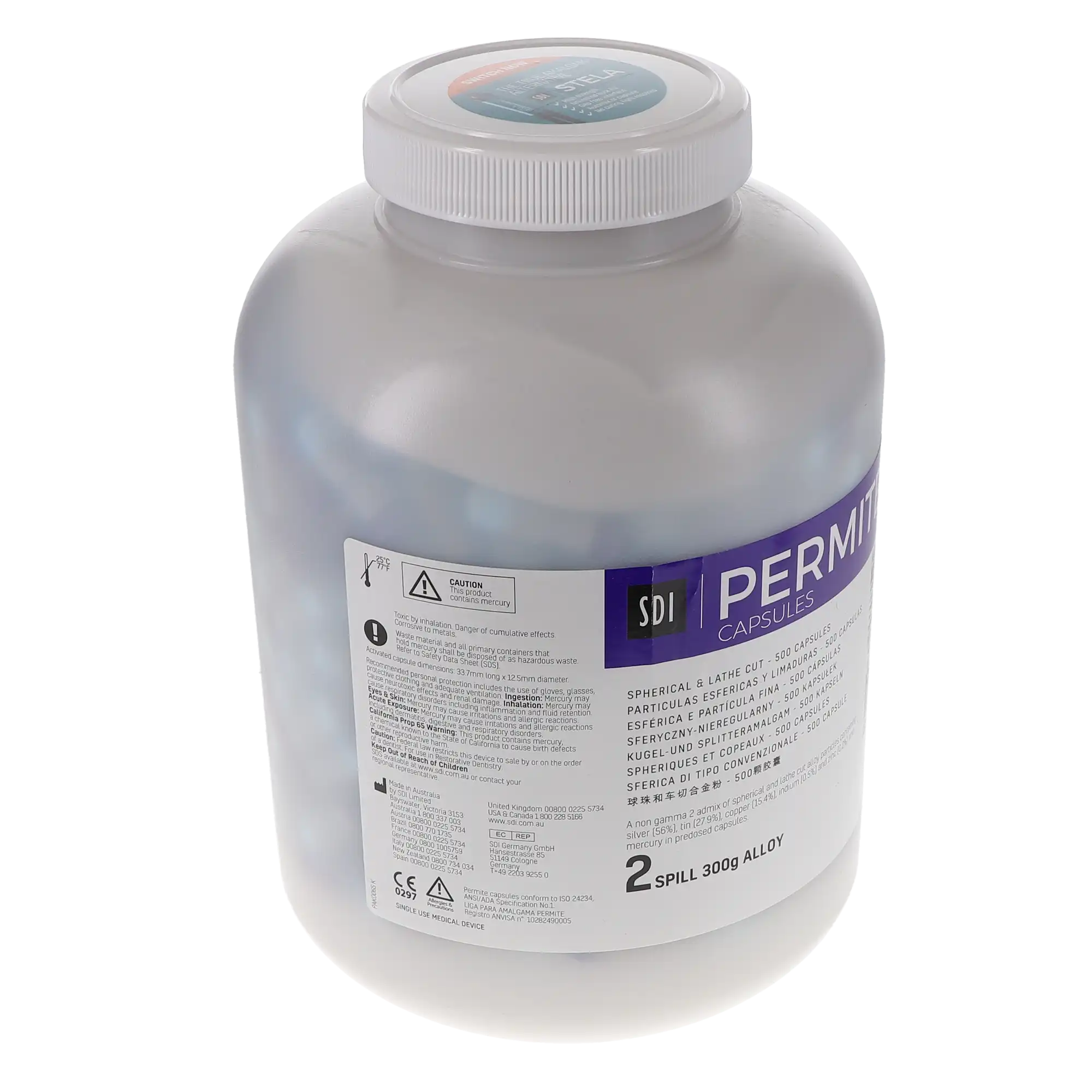 Permite Dispersed Phase Amalgam Capsules, 2 Spill, 600 mg, Fast Set, Purple/Blue, 500/Pk, 4022202 thumbnail 3