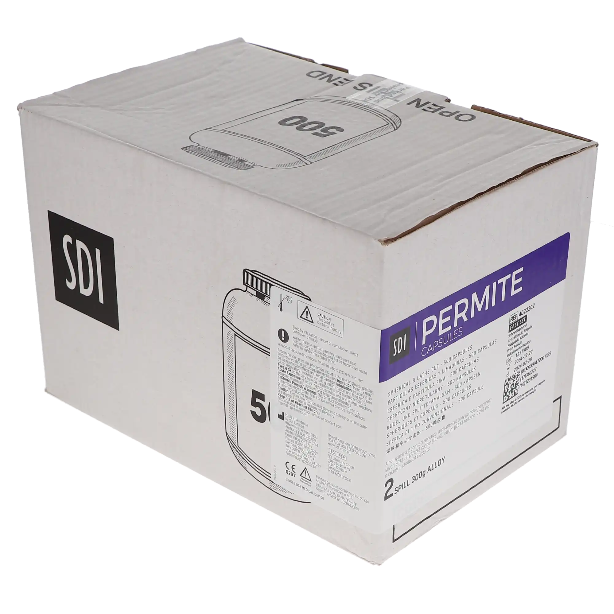Permite Dispersed Phase Amalgam Capsules, 2 Spill, 600 mg, Fast Set, Purple/Blue, 500/Pk, 4022202 thumbnail 4