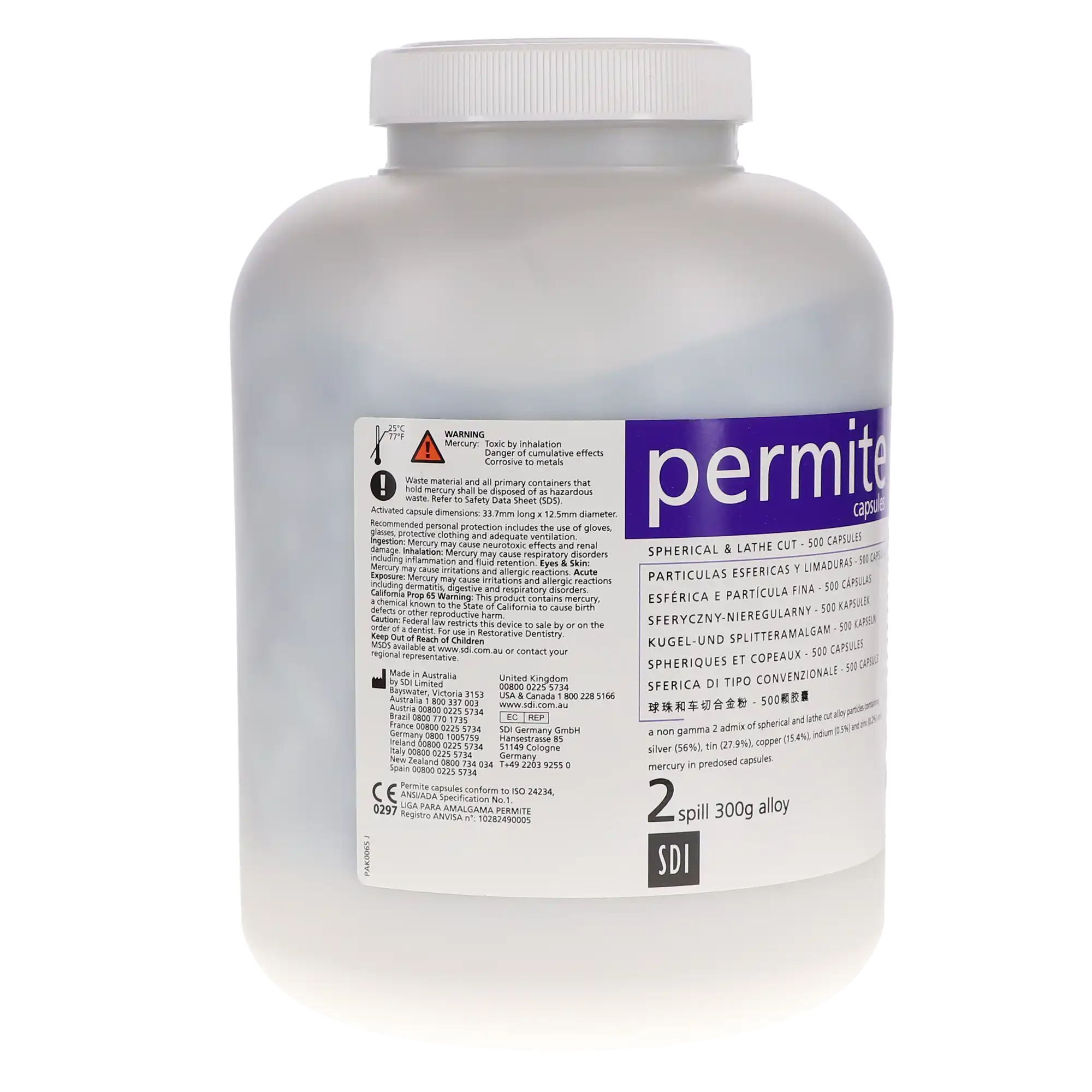 Permite Dispersed Phase Amalgam Capsules, 2 Spill, 600 mg, Regular Set, Purple/Gray, 500/Pk, 4022303 thumbnail 4