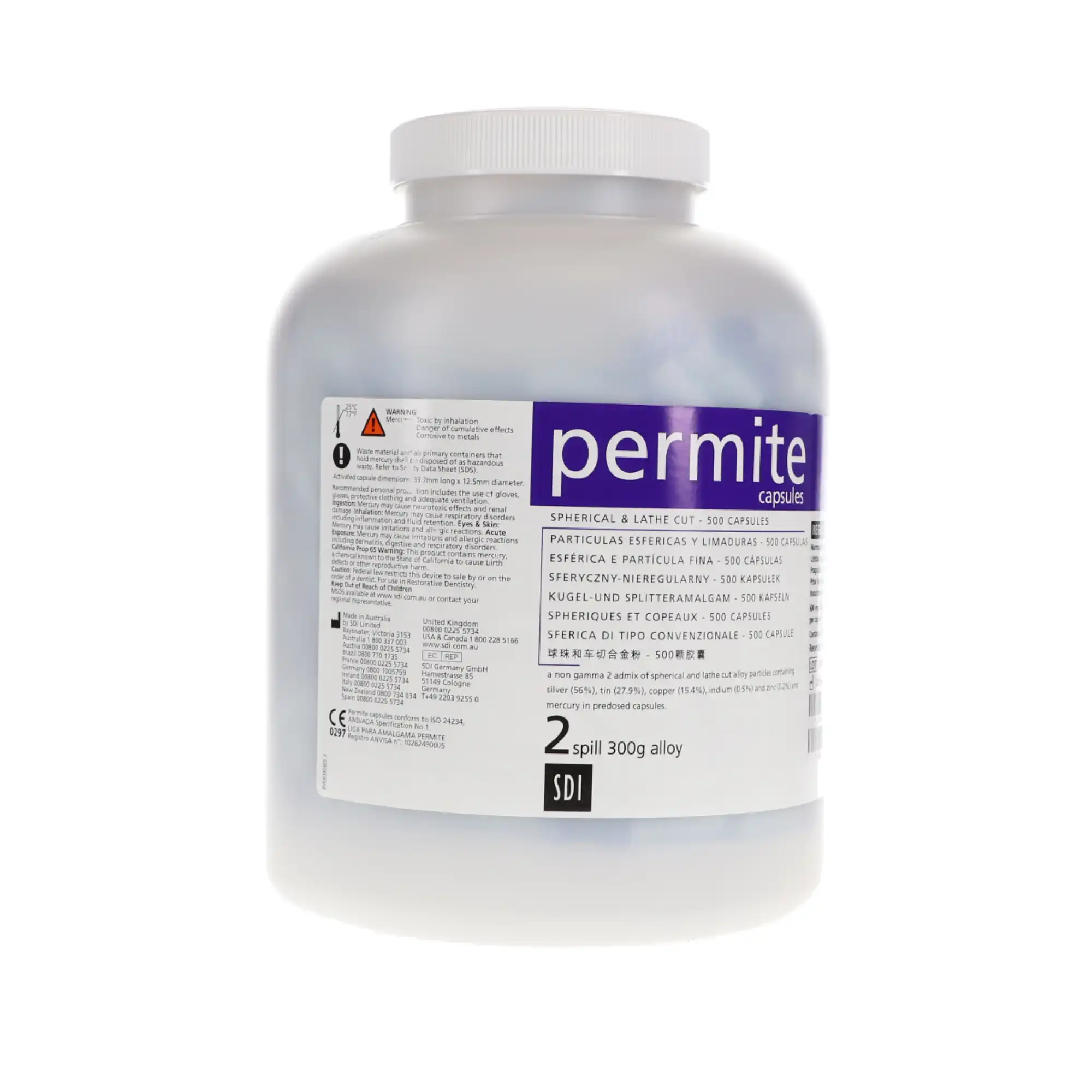Permite Dispersed Phase Amalgam Capsules, 2 Spill, 600 mg, Regular Set, Purple/Gray, 500/Pk, 4022303 thumbnail 6