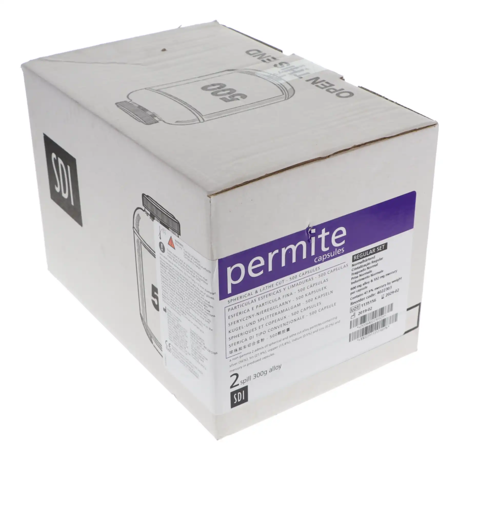 Permite Dispersed Phase Amalgam Capsules, 2 Spill, 600 mg, Regular Set, Purple/Gray, 500/Pk, 4022303 thumbnail 10