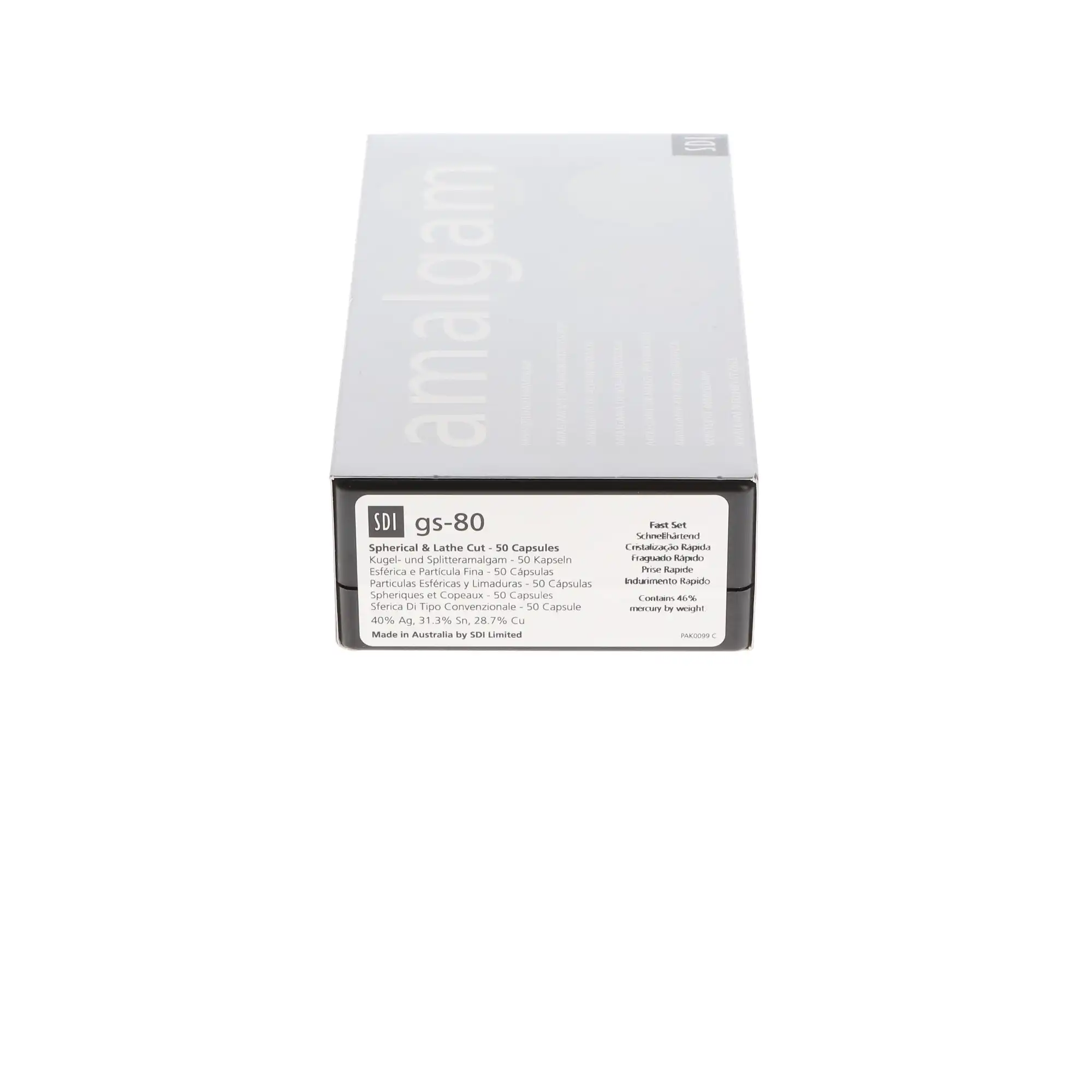 SDI GS-80 Dispersed Phase Amalgam Capsules, 1 Spill, 400 mg, Fast Set, Gray/Light Blue, 50/Pkg, 4401202 thumbnail 7