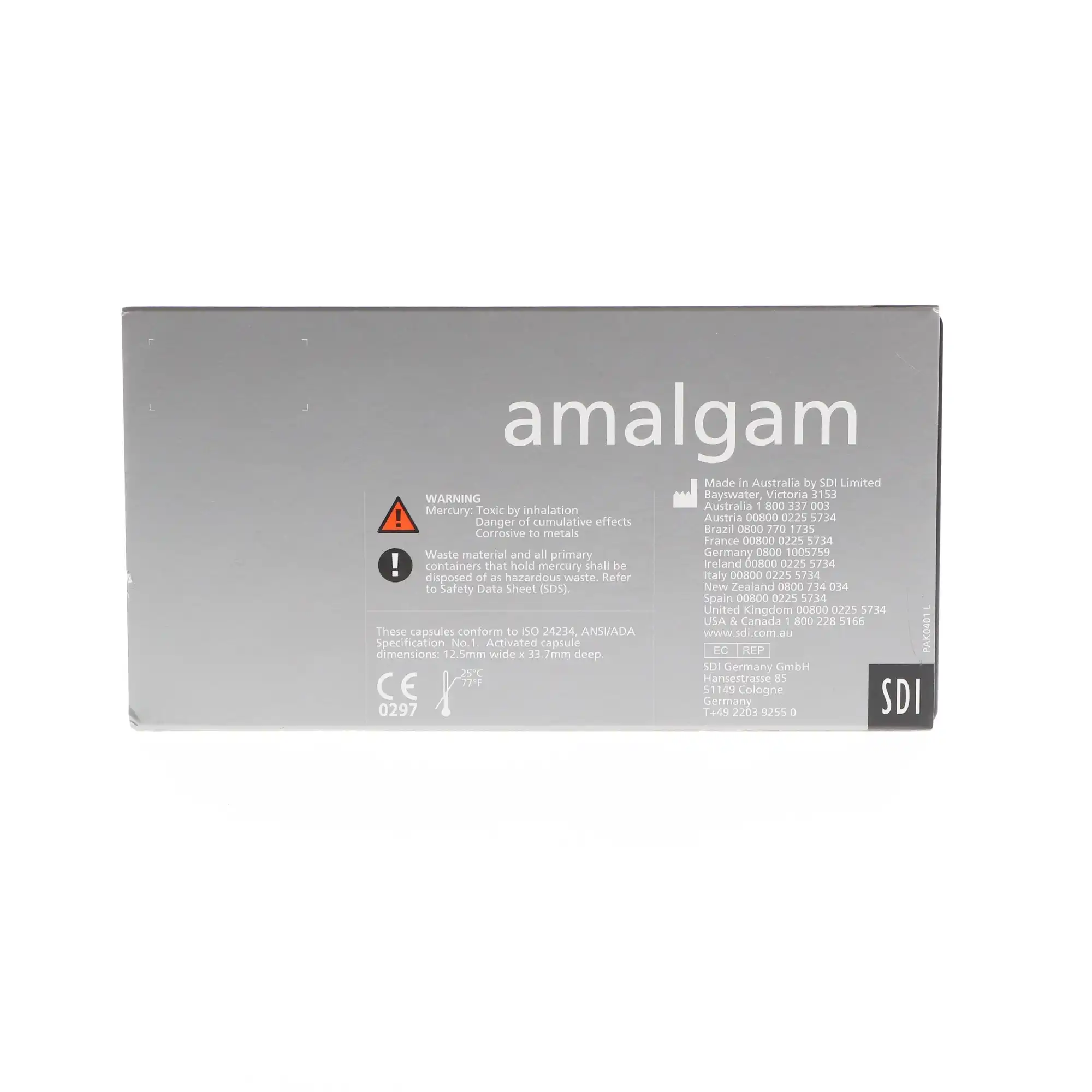 SDI GS-80 Dispersed Phase Amalgam Capsules, 1 Spill, 400 mg, Fast Set, Gray/Light Blue, 50/Pkg, 4401202 thumbnail 8