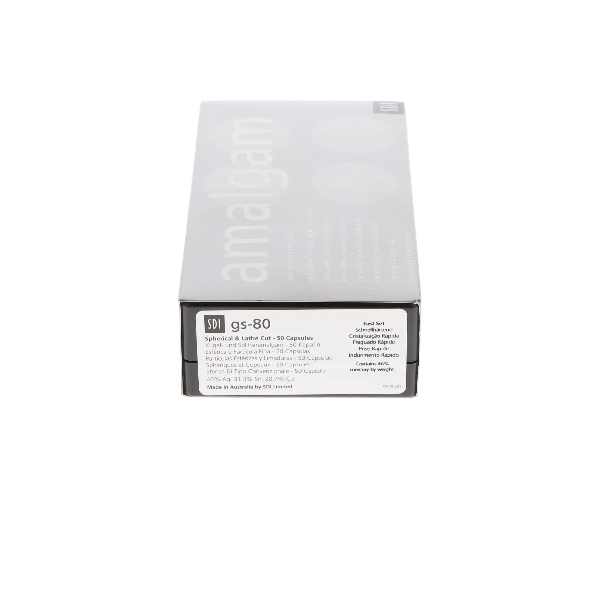 SDI GS-80 Dispersed Phase Amalgam Capsules, 2 Spill, 600 mg, Fast Set, Light Green/Gray, 50/Pkg, 4402202 thumbnail 7