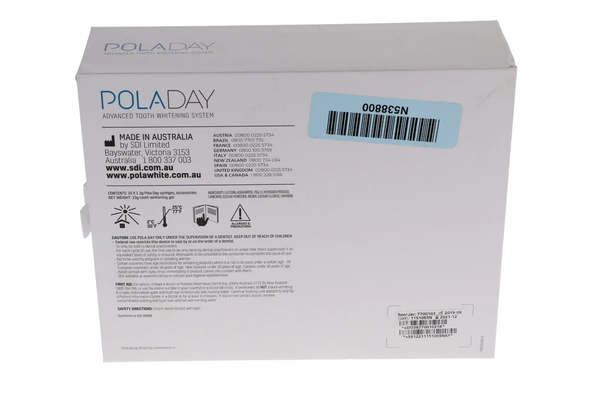 Pola Day Tooth Whitening System, 7.5% Hydrogen Peroxide, Spearmint, 1.3 g Syringe Kit, 10/Pk, 7700103 thumbnail 4