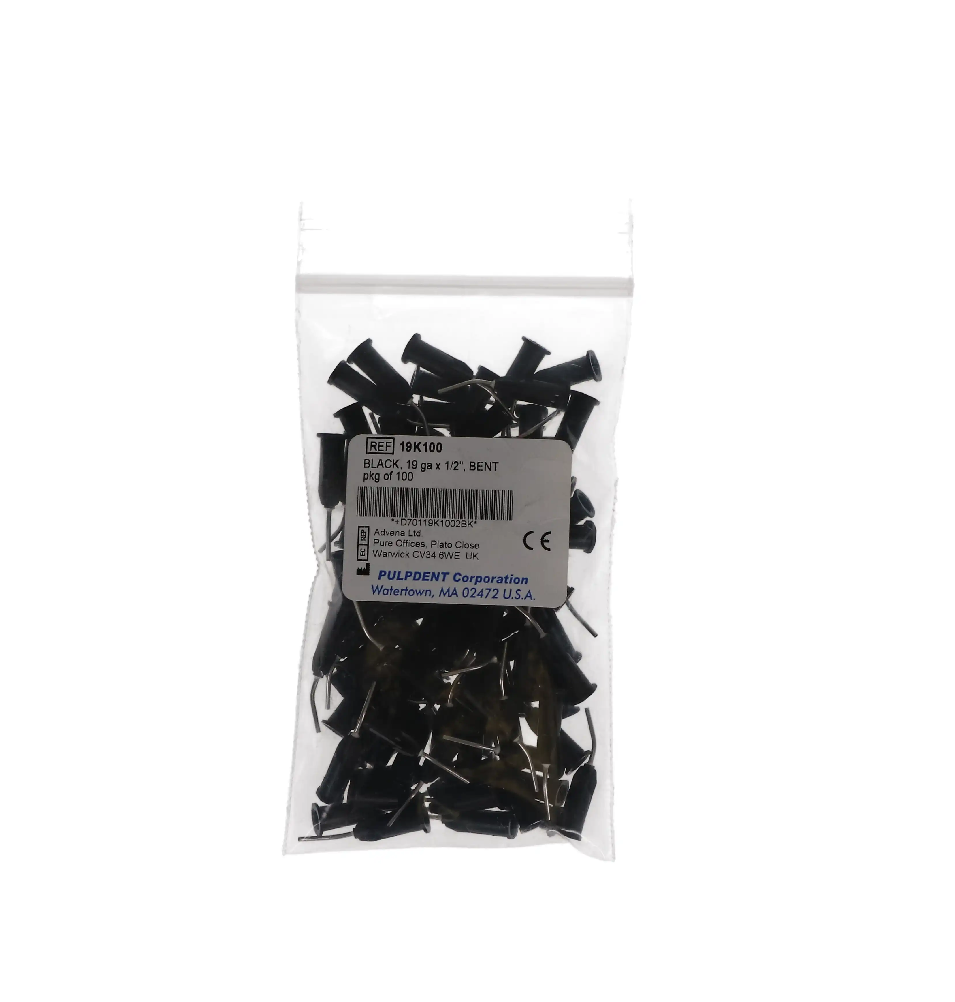 Pulpdent Pre-Bent Applicator Tips, 19 Gauge, 1/2", Black, 100/Pack, 19K100 thumbnail 4