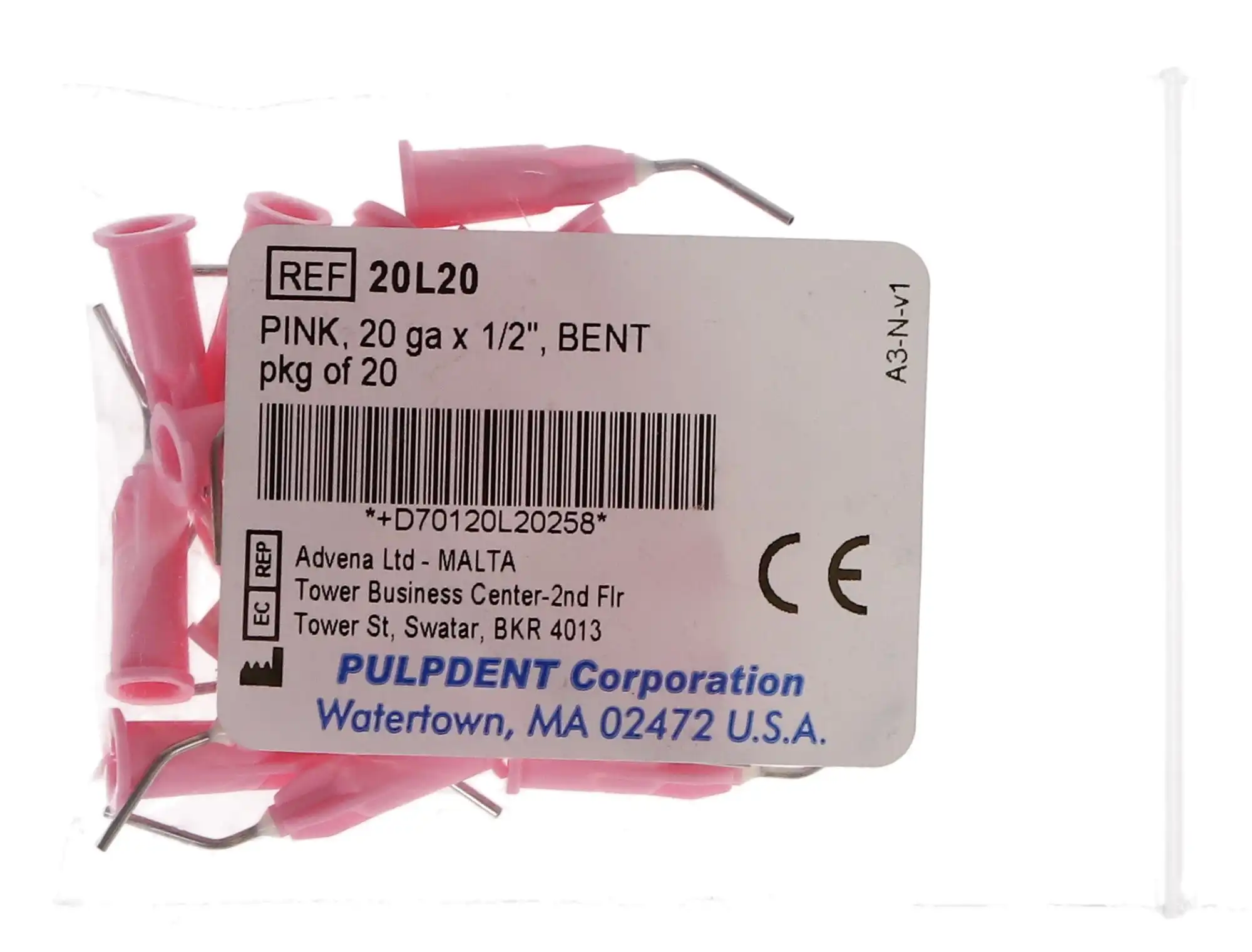 Pulpdent Pre-Bent Applicator Tips, 20 Gauge x 1/2 in, Pink, 20/Pk, 20L20 thumbnail 8